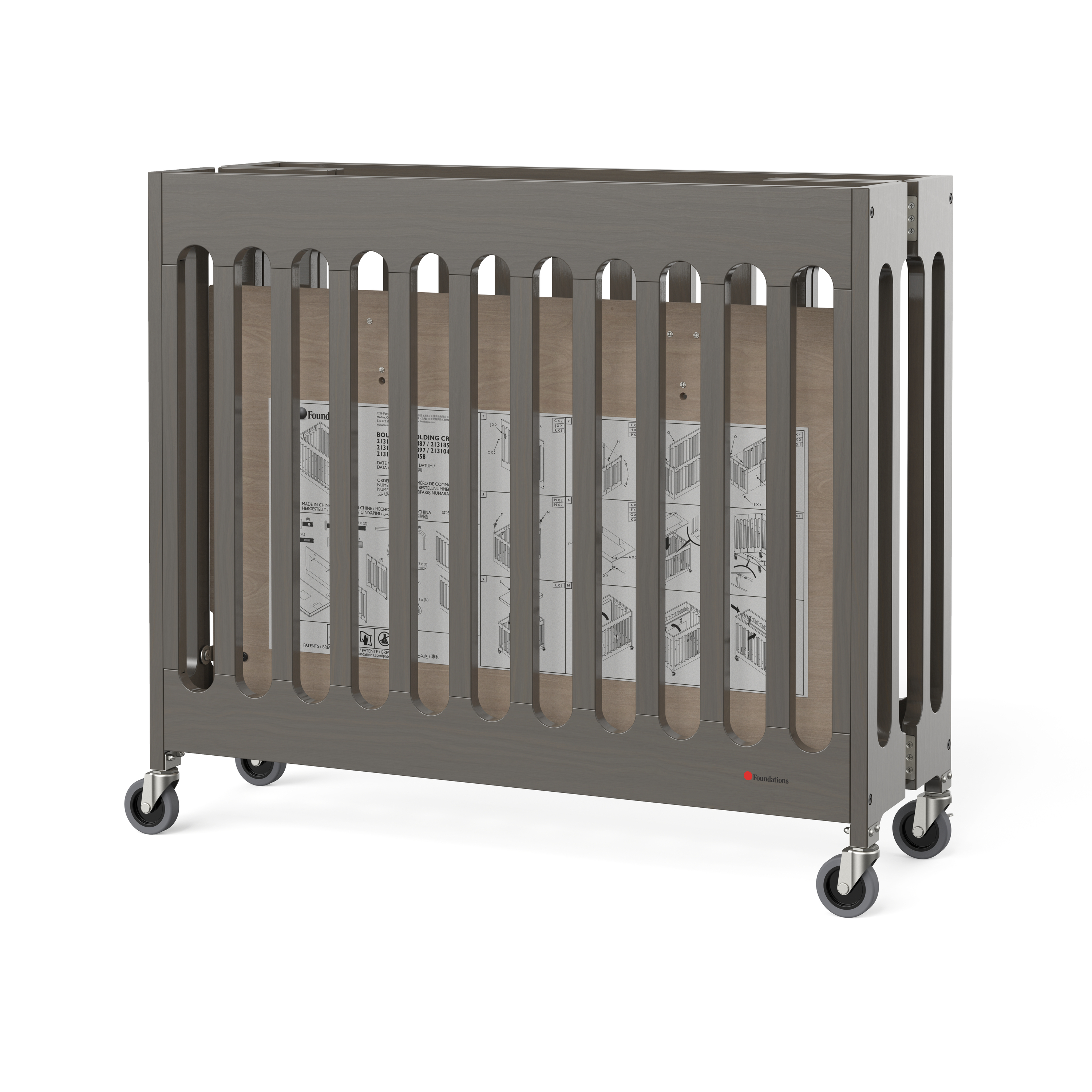 Boutique inklapbaar babybedje van hout - Grijs Boutique inklapbaar babybedje van hout - Grijs
