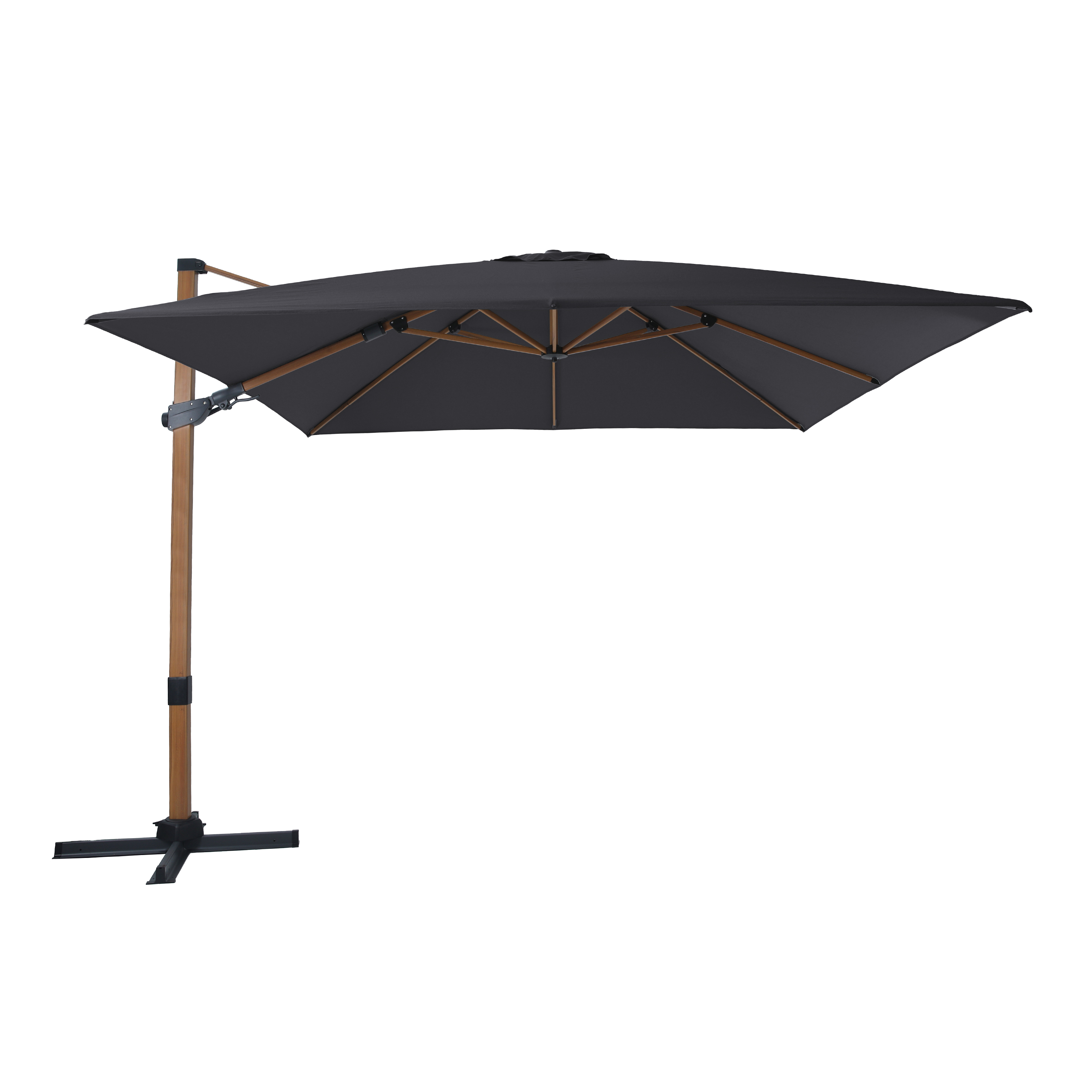 Apollo Premium Floating parasol 300x300 Wood look/grey