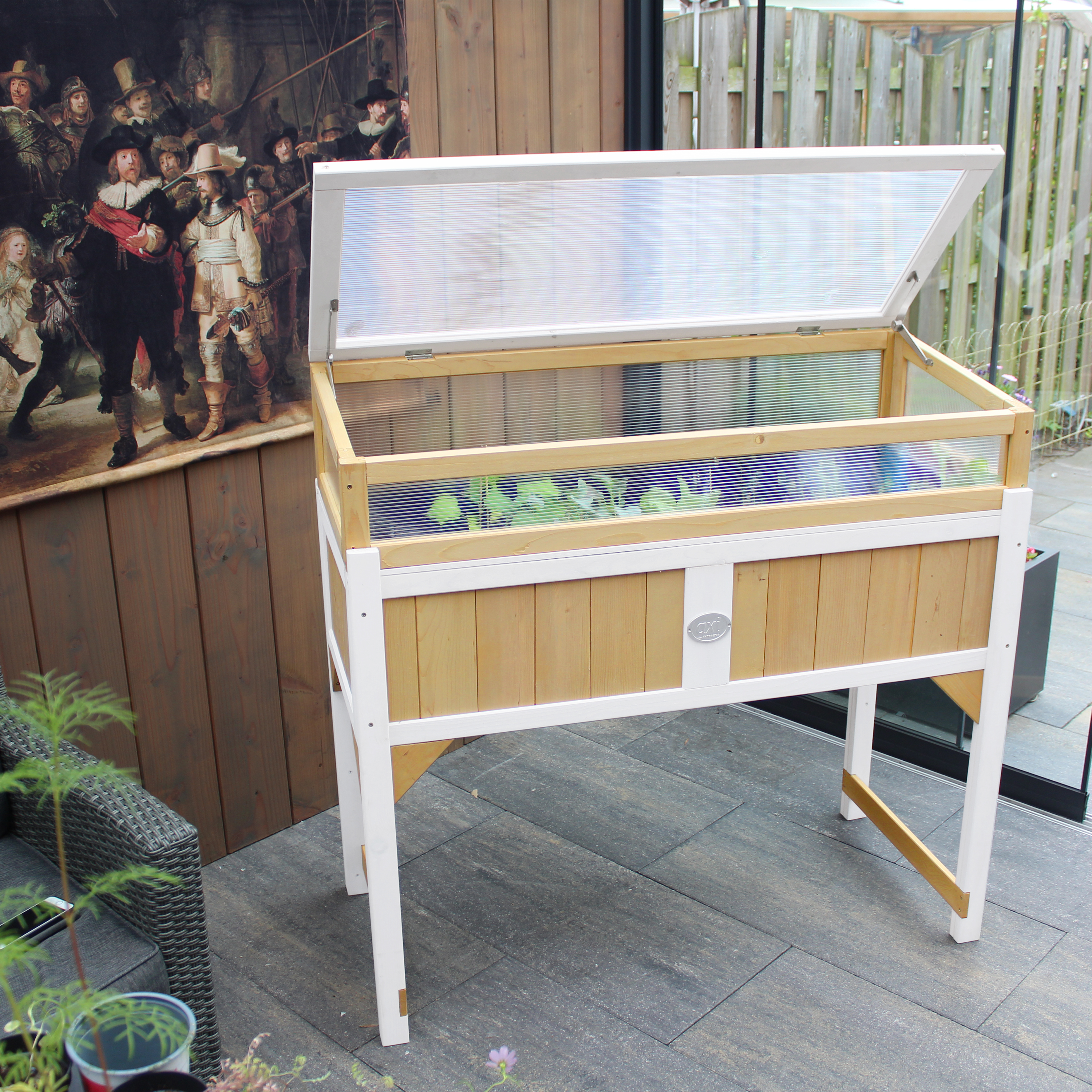 Kweektafel met broeikas en gronddoek Bruin/wit