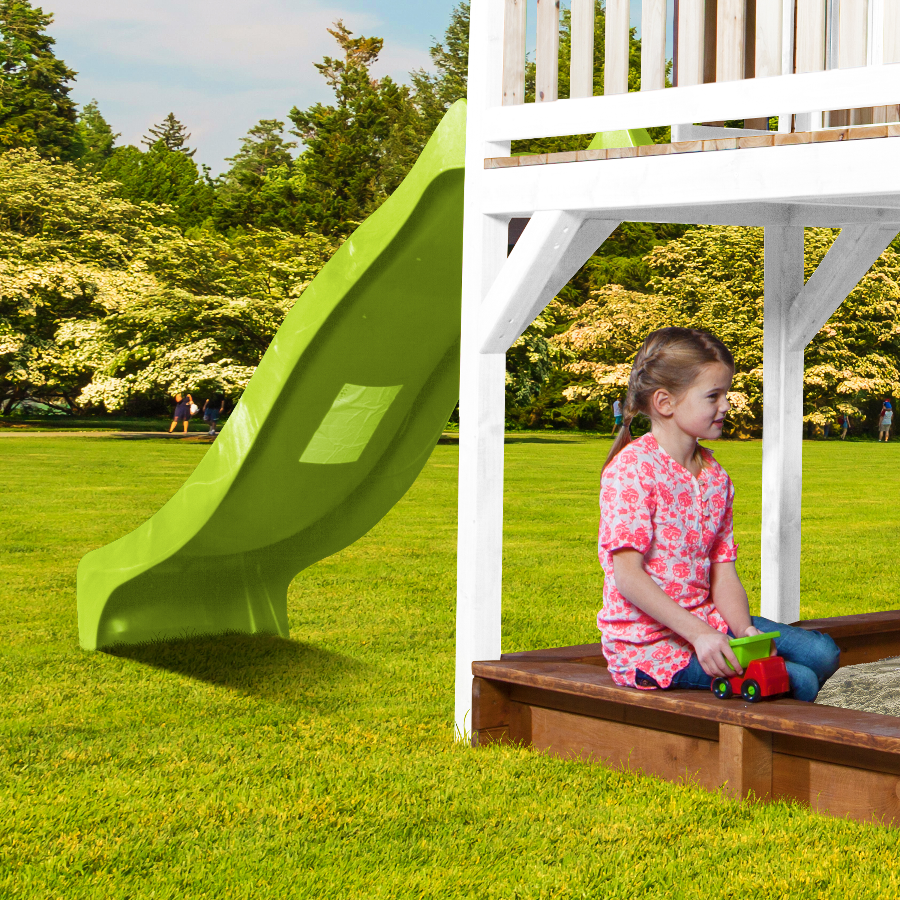 Liam Playhouse with Roxy Nest Swing Brown/White - Lime Green