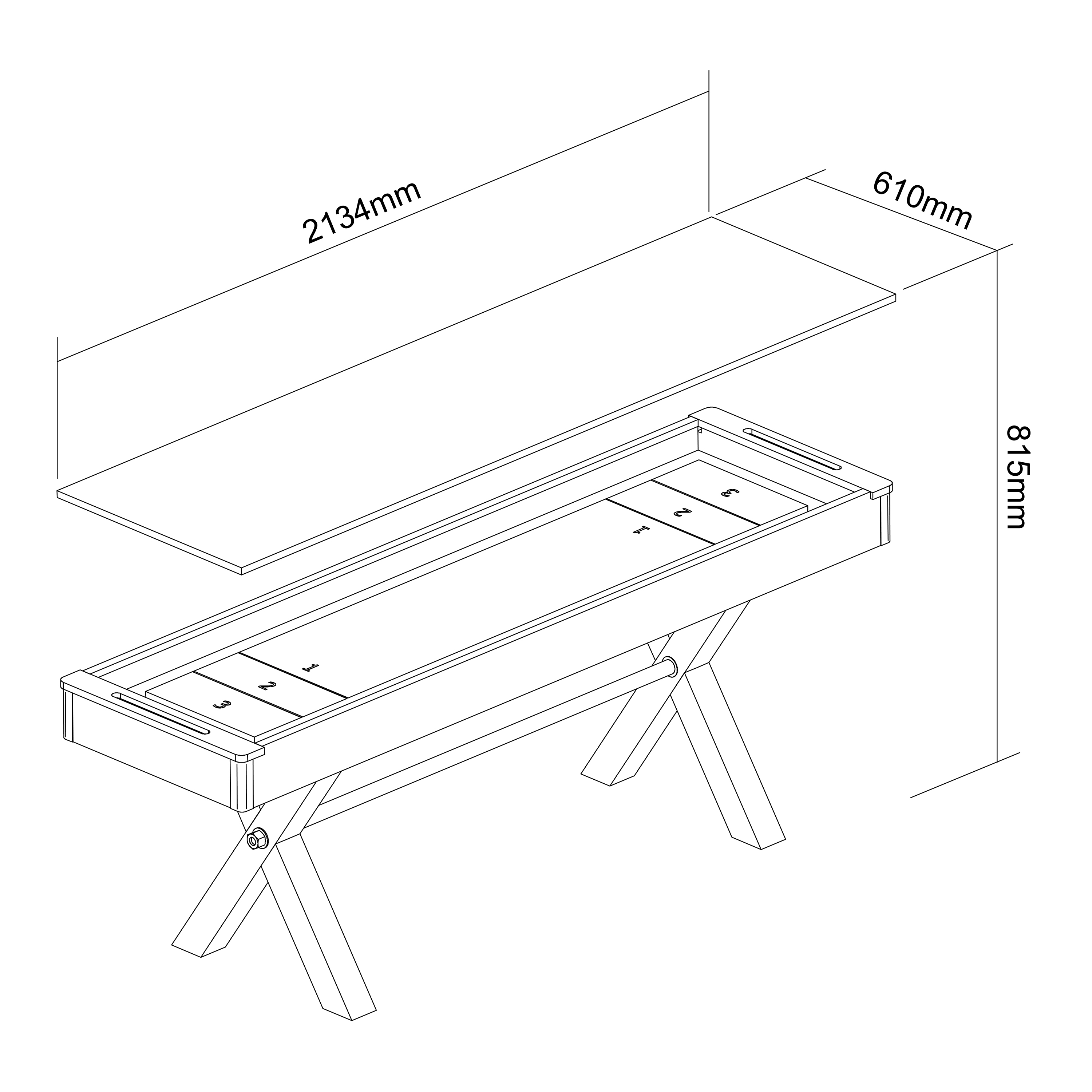 Mason Shuffleboard including Table Top - Oak/Black