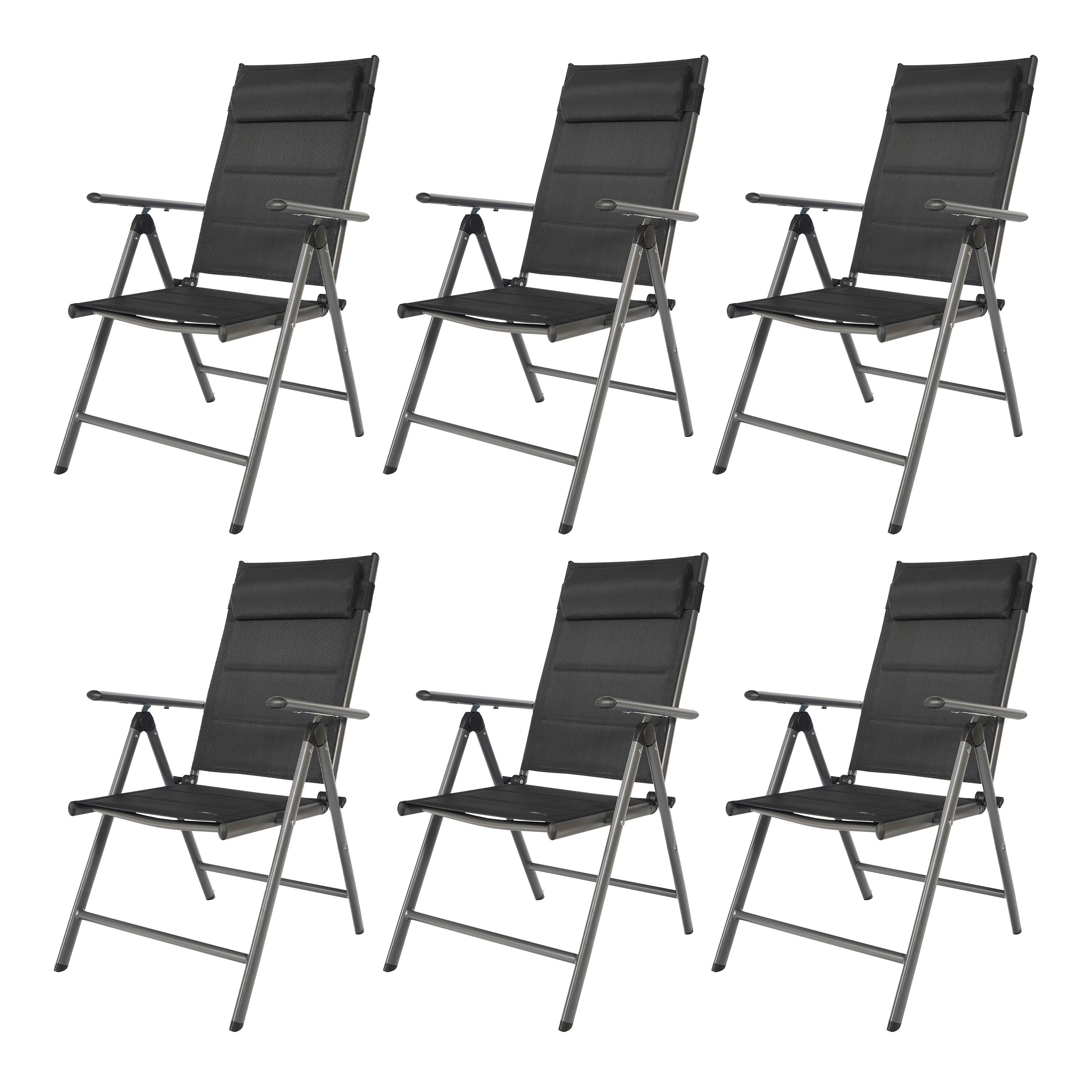 Mack Chaise de camping Anthracite/noir – Set 6 pièces