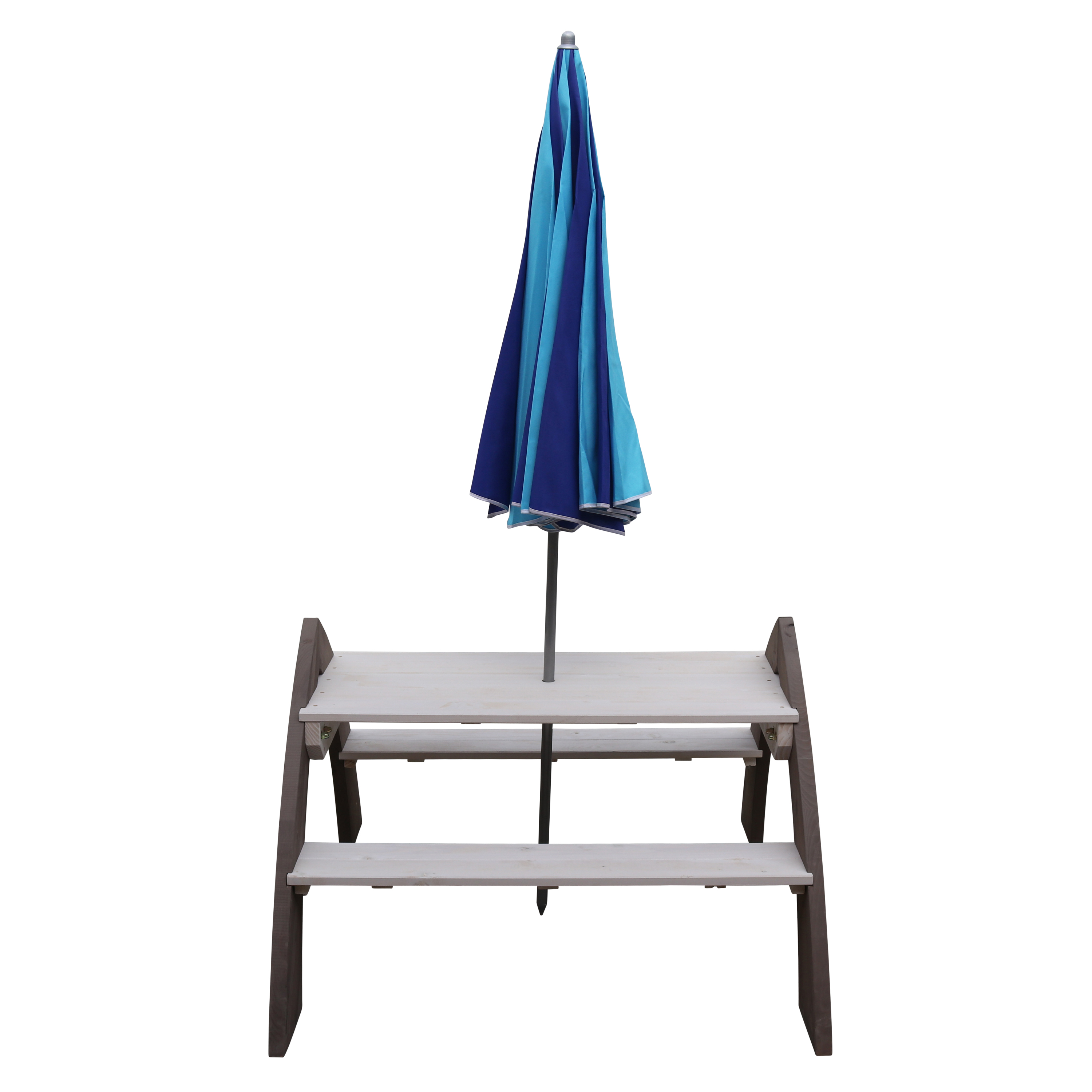 Kylo Picknicktafel Grijs/wit - Parasol Blauw