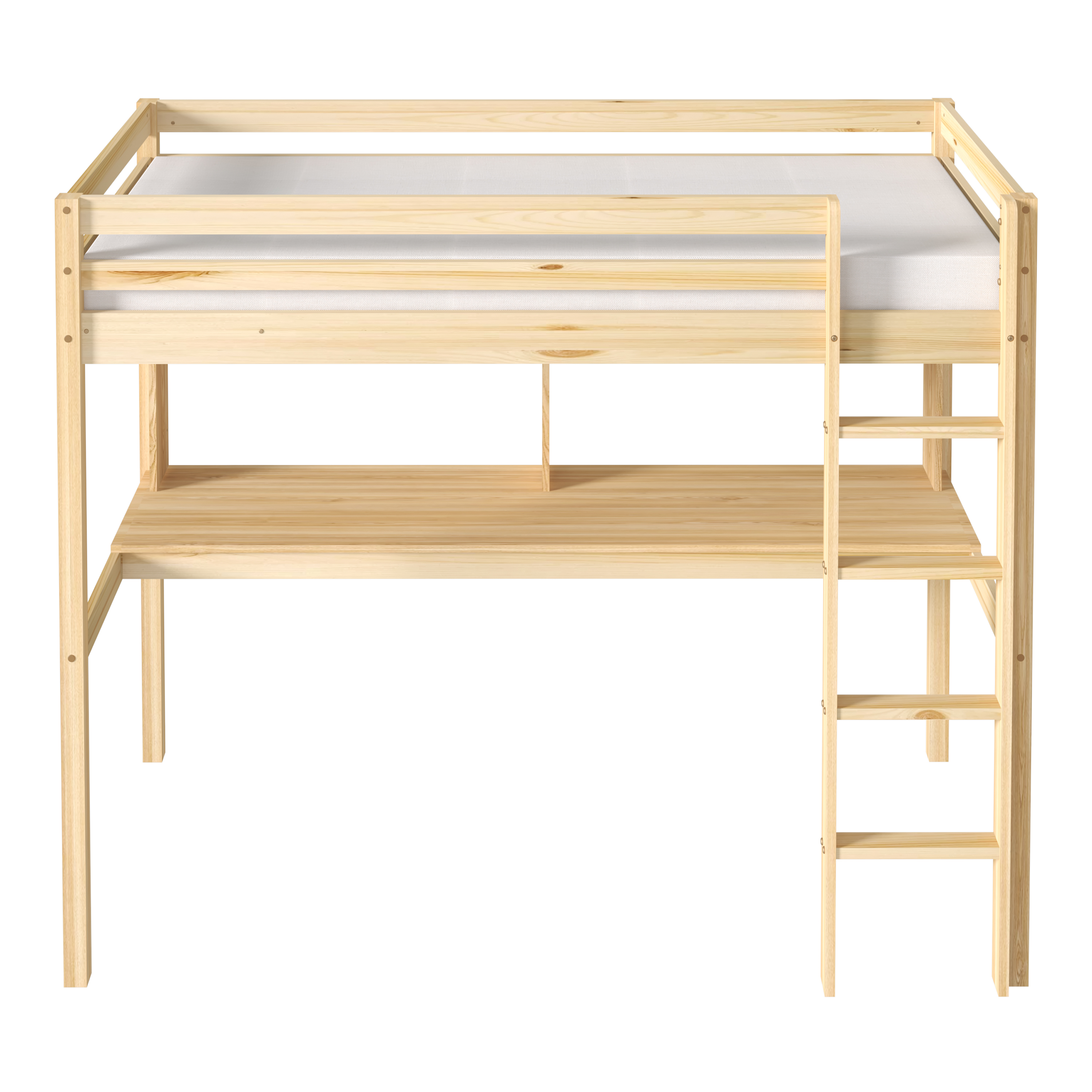 Sil Lit mezzanine avec bureau - Naturel – Sans matelas