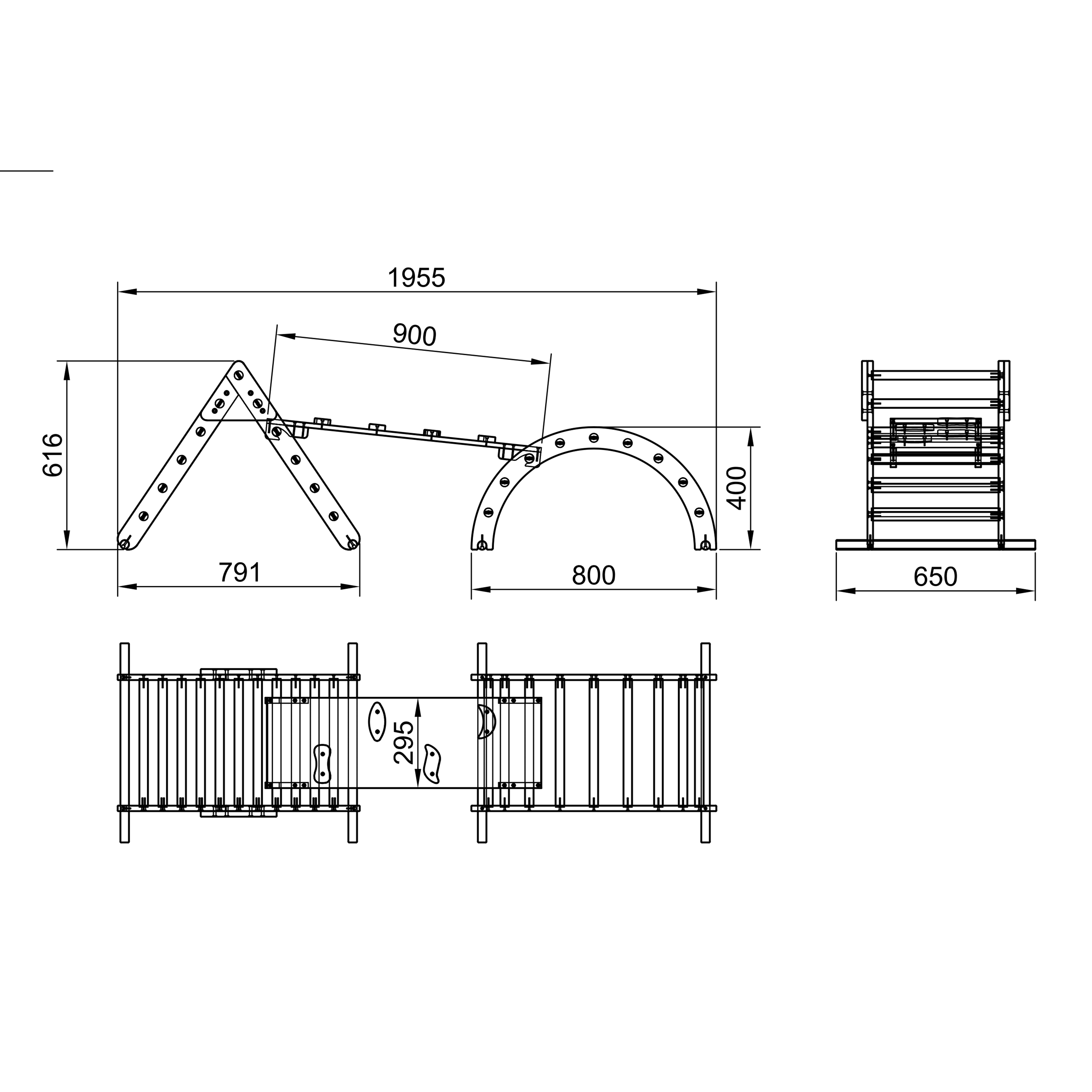 Charlie 3-in-1 Houten Klimdriehoek met Klimwand en Roc