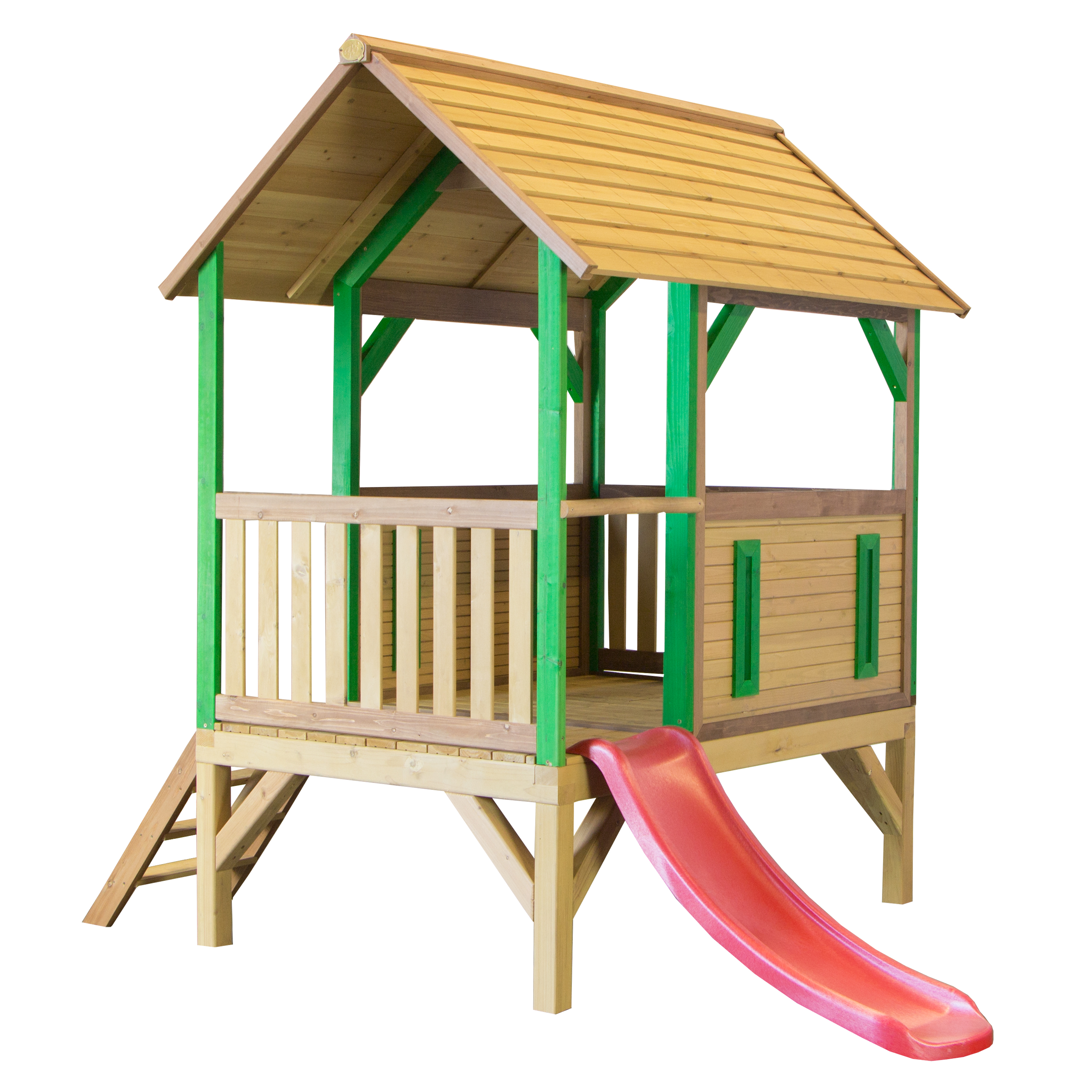 Akela Play Tower Brown/green - Red Slide