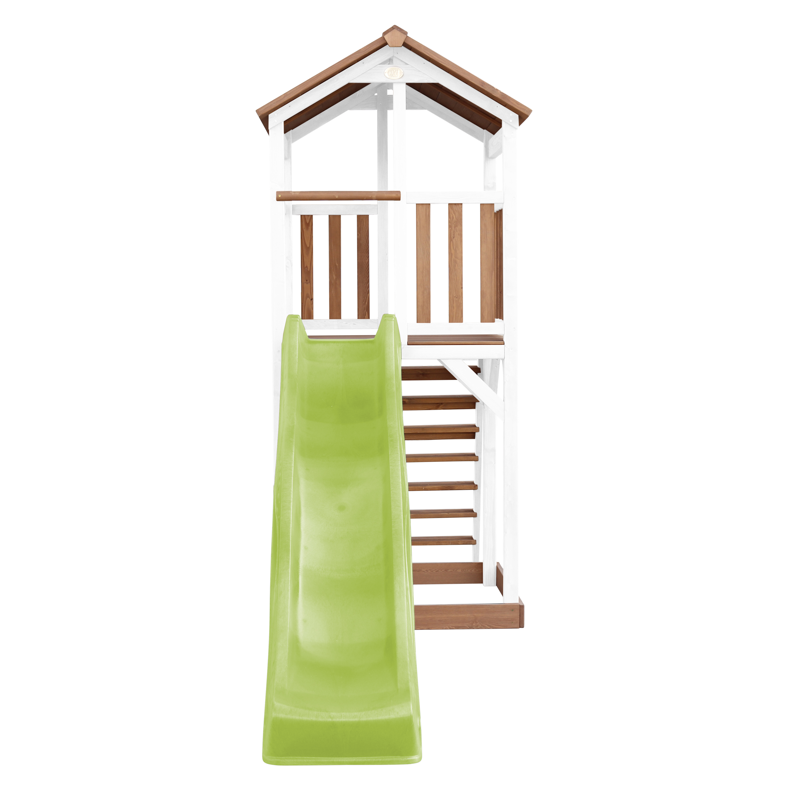 Beach Tower Speeltoren Bruin/wit - Limoen groene Glijbaan