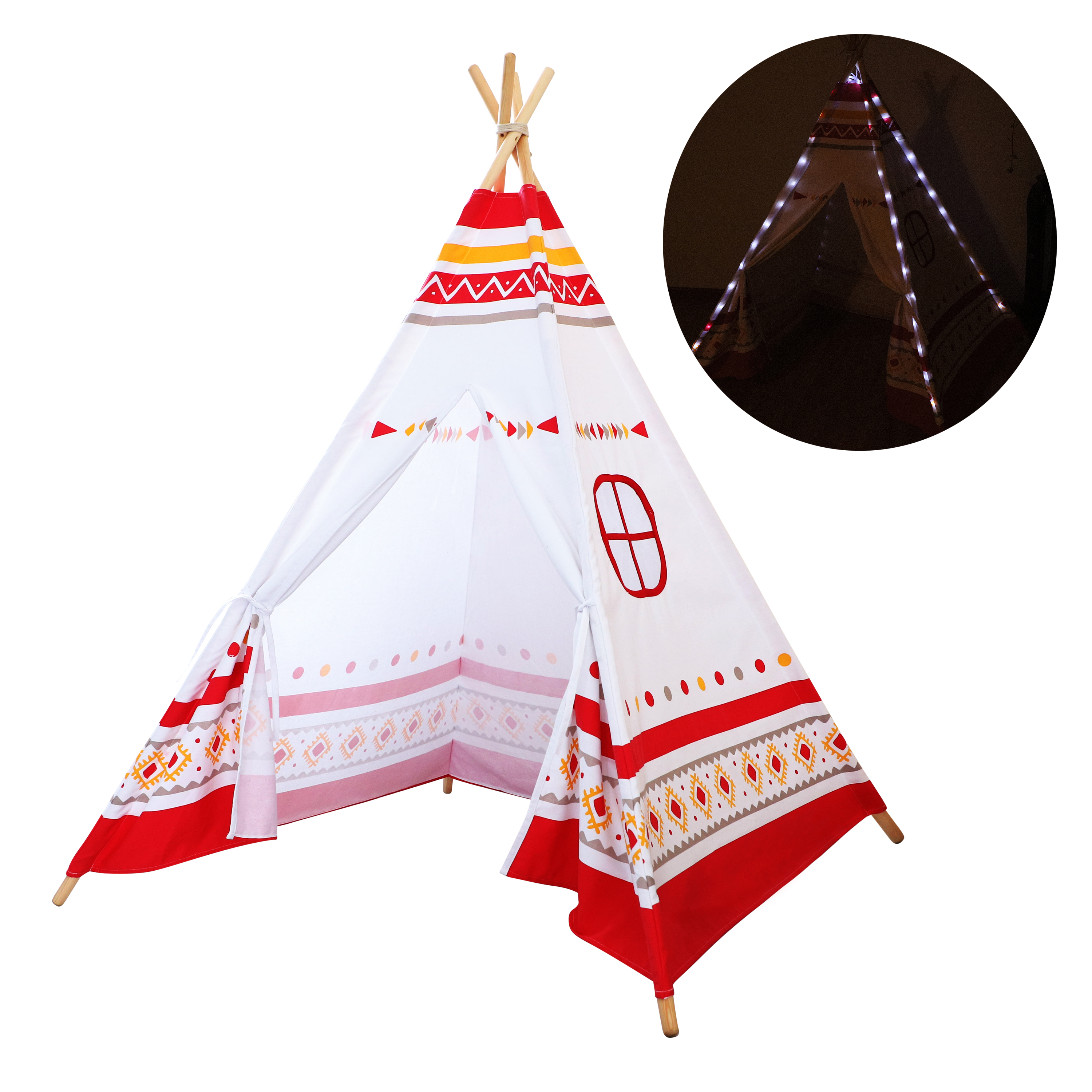 LED Teepee Tent Red / white