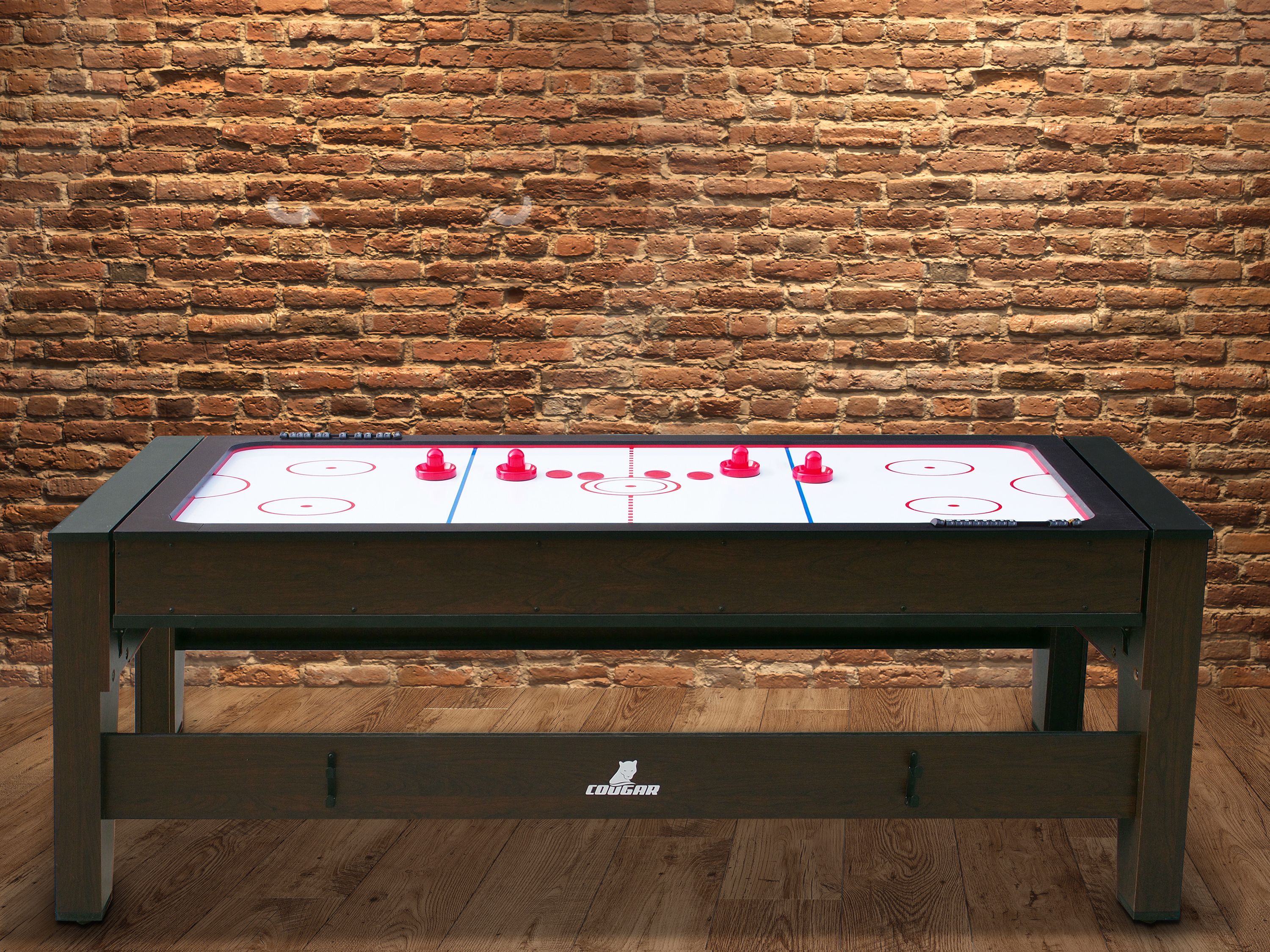 Table de Billard & Air Hockey Reverso 6ft marron / rouge pou