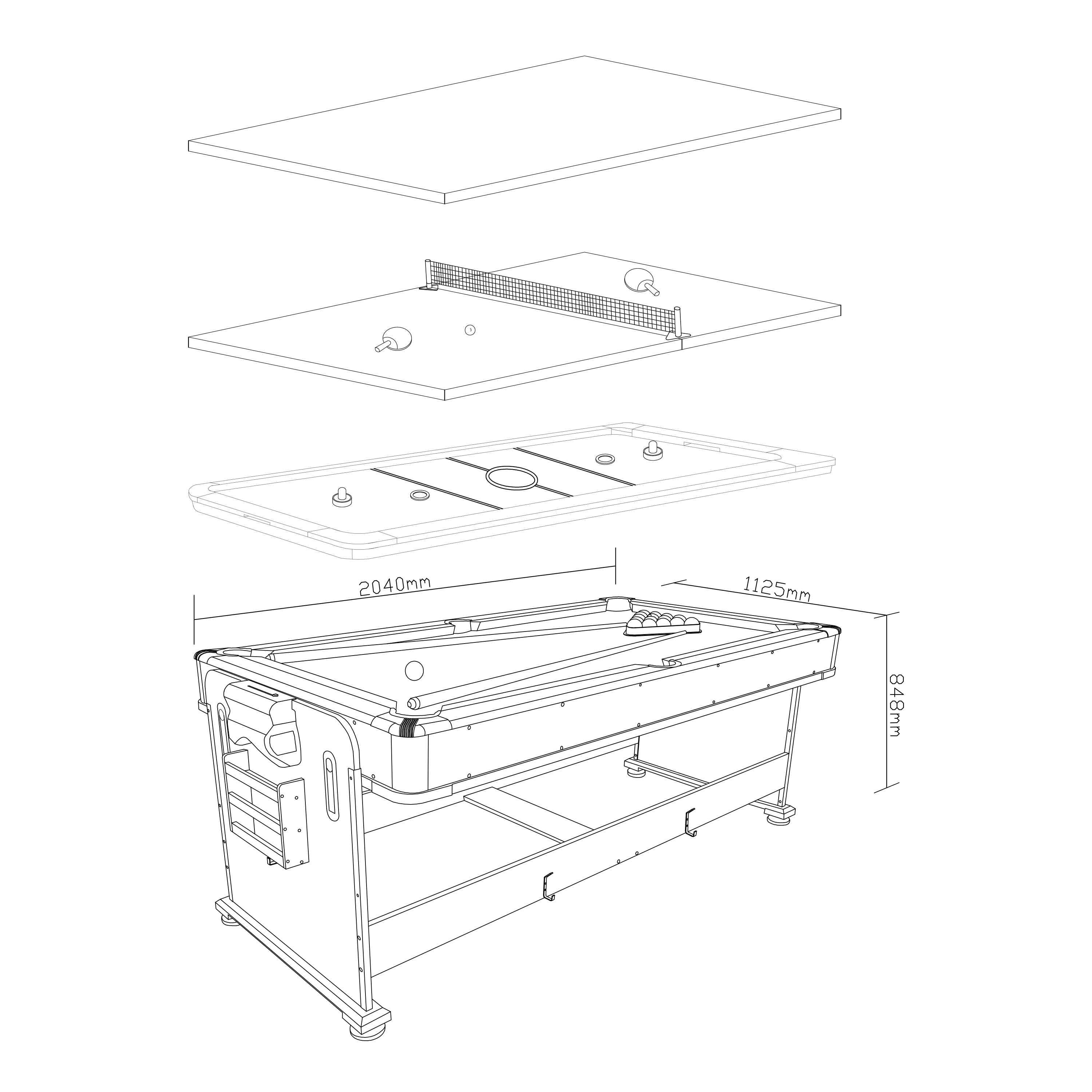 4-in-1 Multi Game Table Black