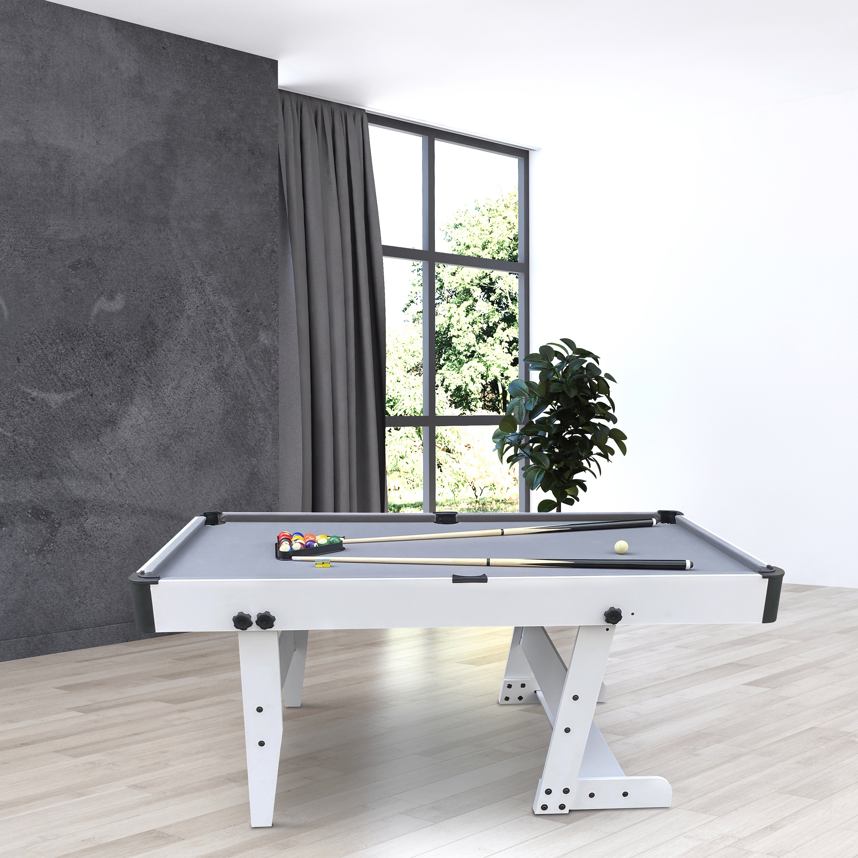 Hustle XL Folding Pool Table White/Grey