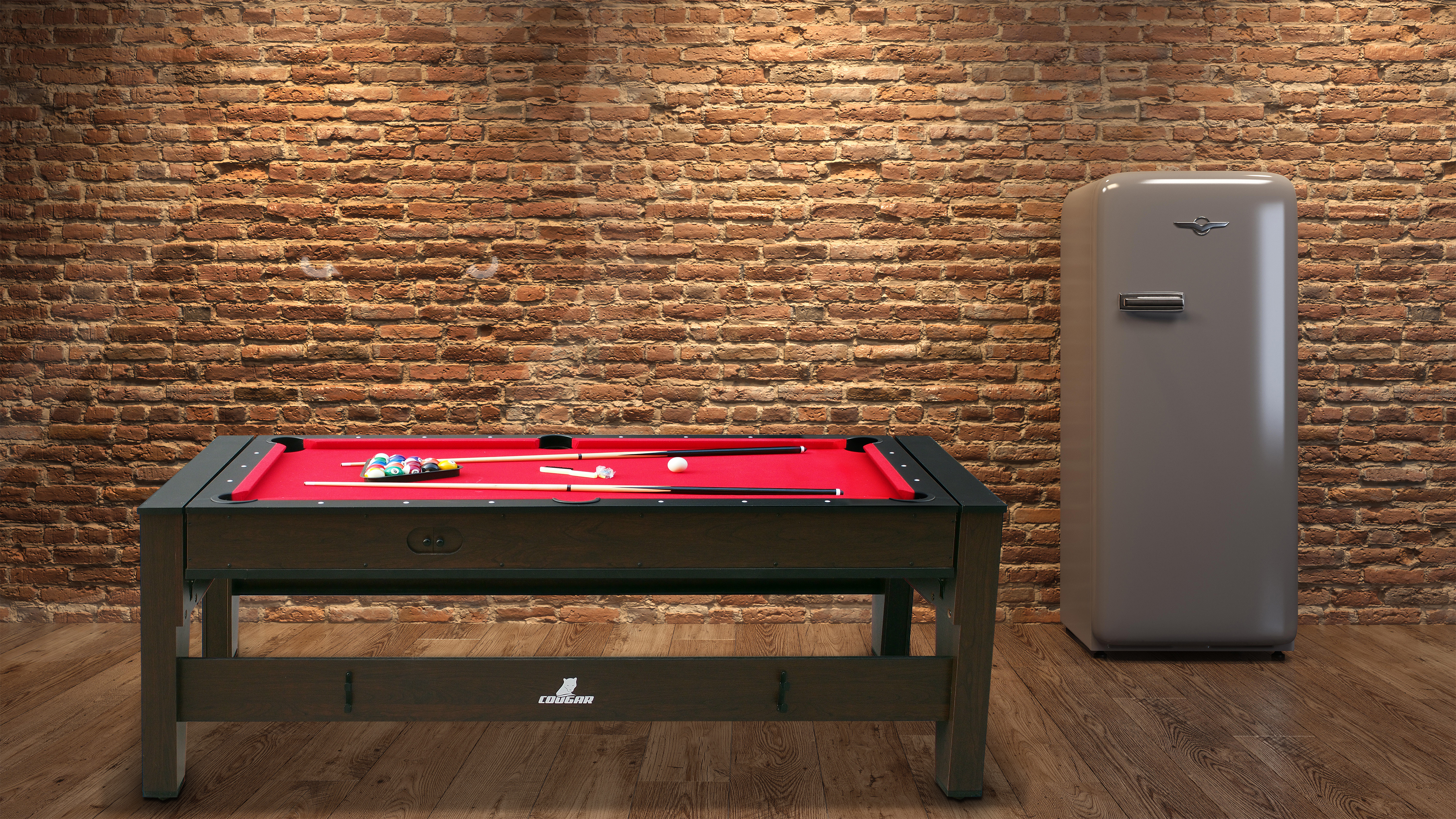 Table de Billard & Air Hockey Reverso 6ft marron / rouge pou
