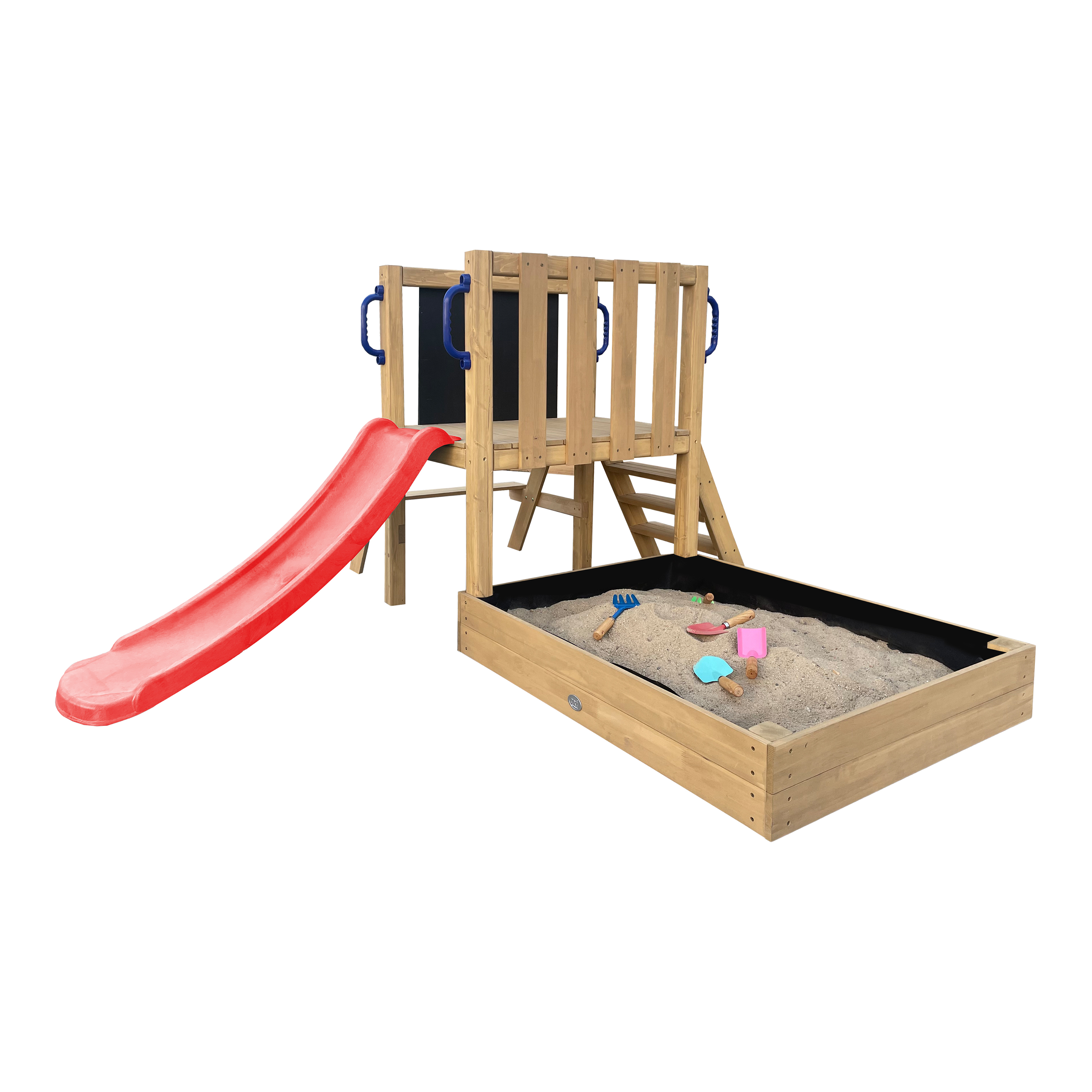 Leah Playtower - Sandbox and Picnic Table - Red Slide