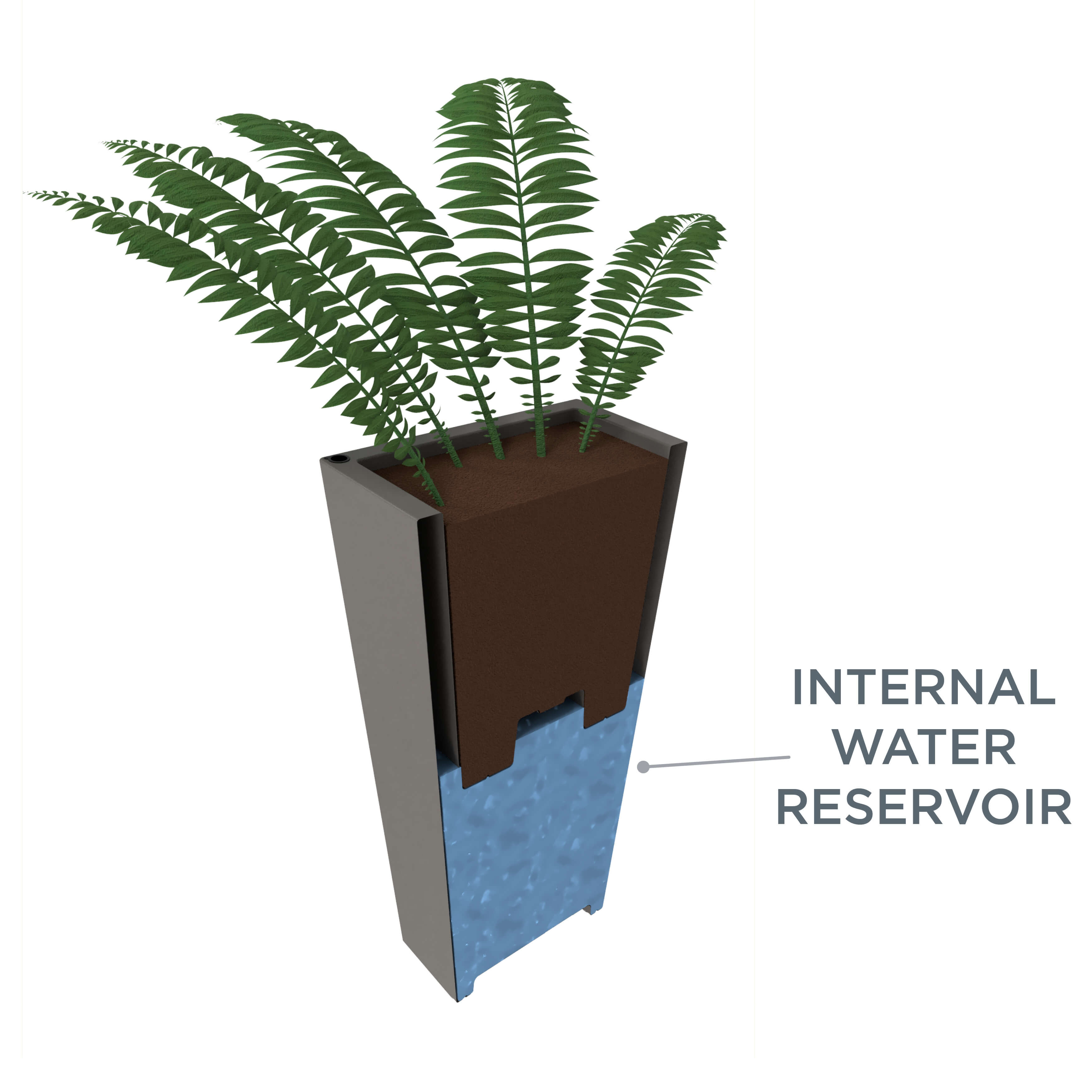 Tremont Tall Square Tapered Planter - Dark Cedar