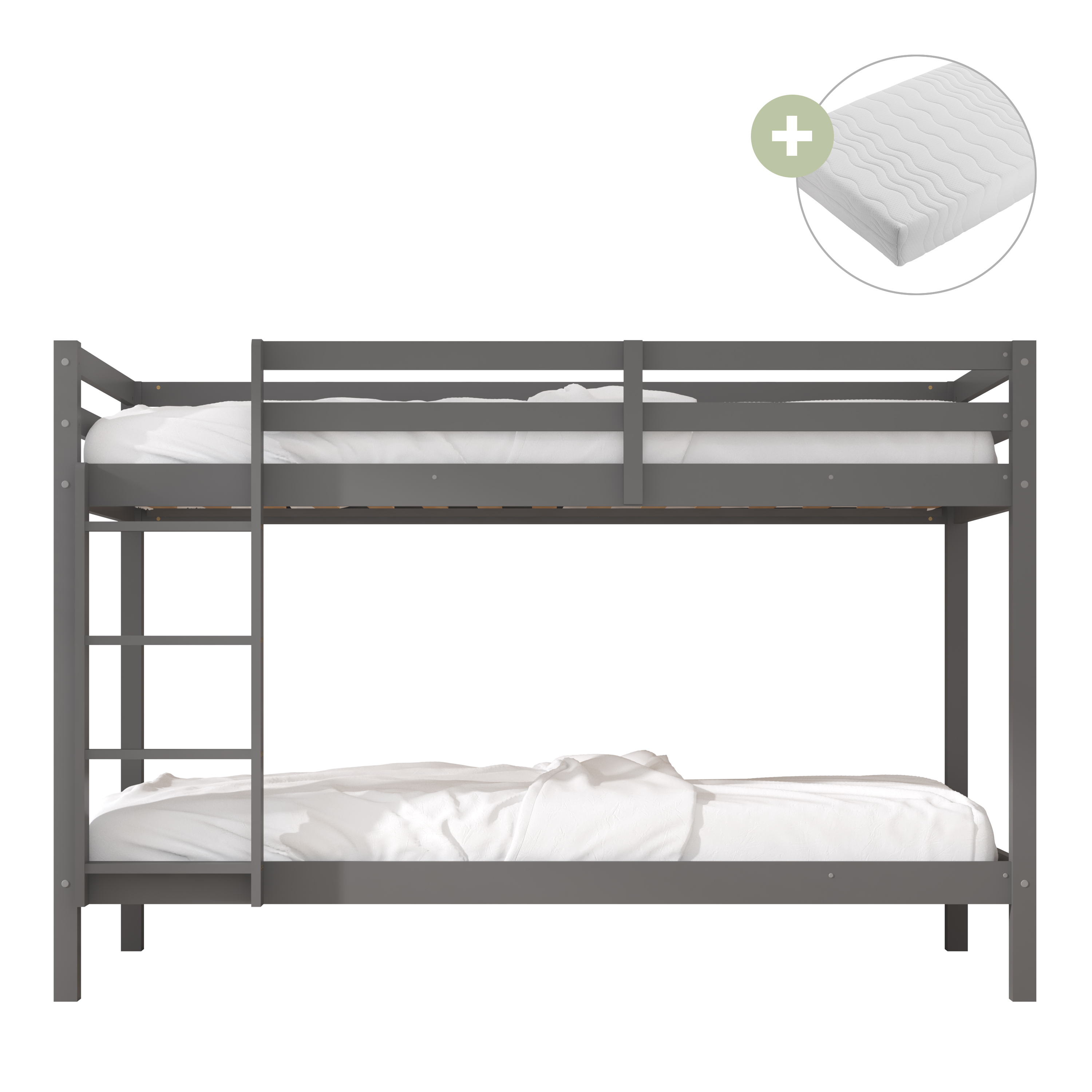 Jip Lit superposé - Gris – Avec 2 matelas