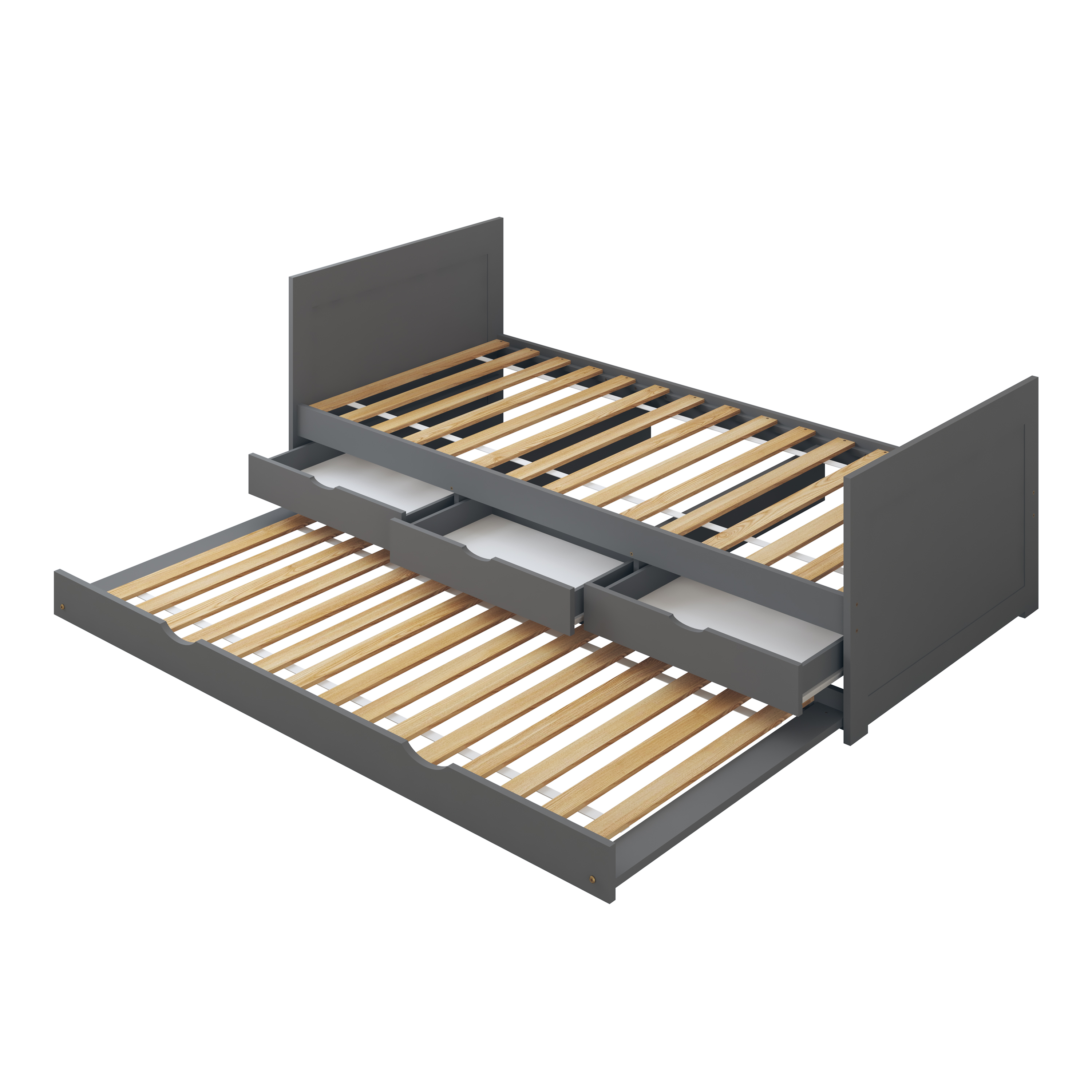 Eli Kids Bed with Trundle Grey– Without Mattress