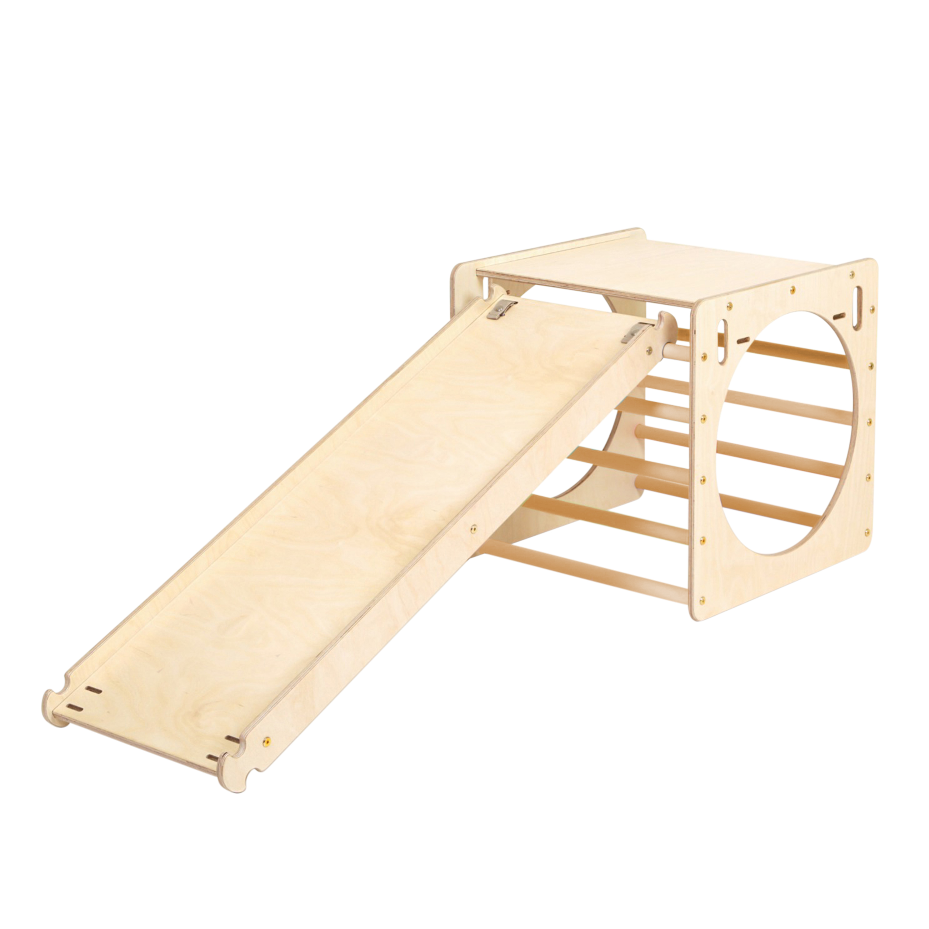 Houten Activiteiten Kubus met Klimwand Naturel