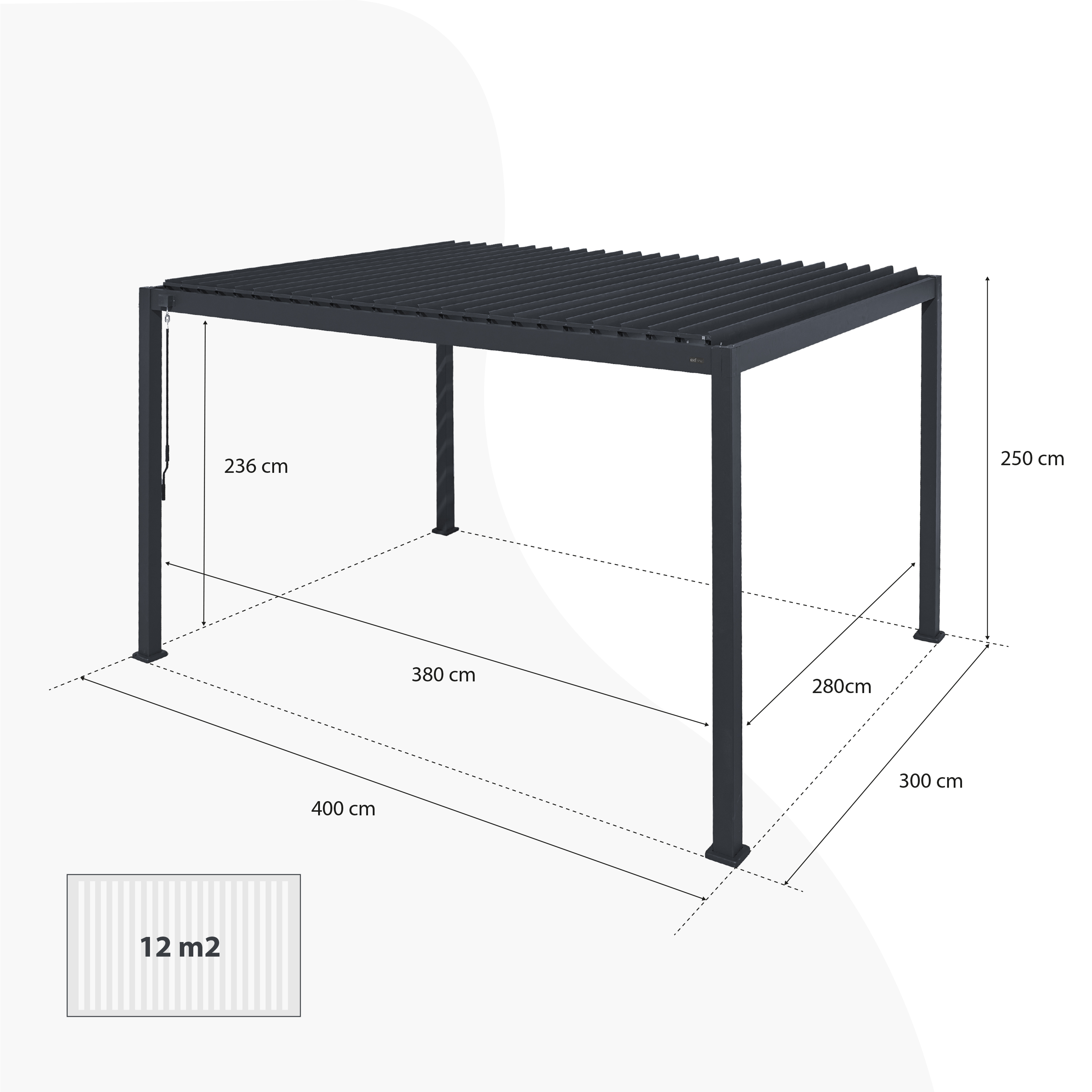 Raya Aluminium Pergola 300 x 400 cm Antraciet