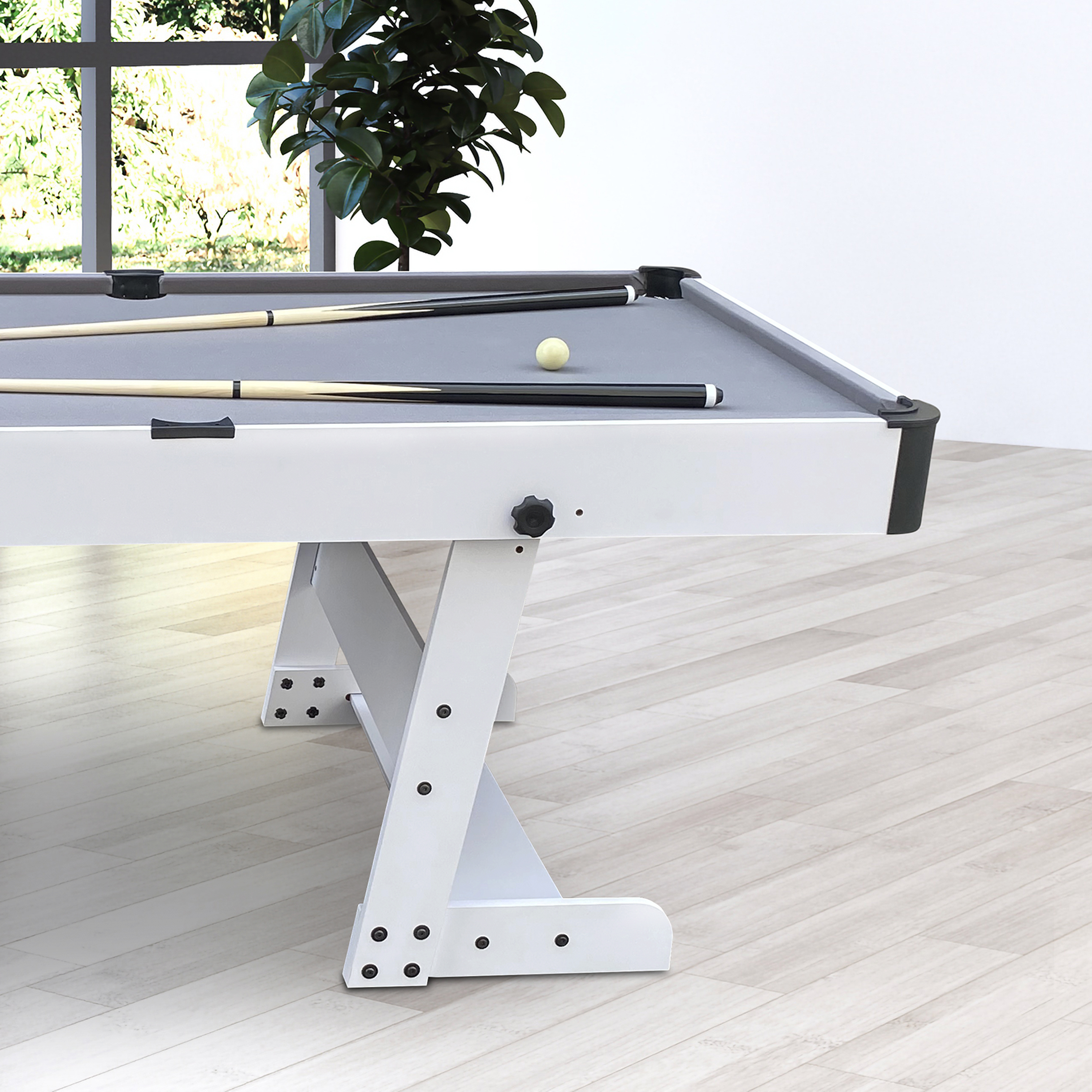 Hustle XL Folding Pool Table White/Grey
