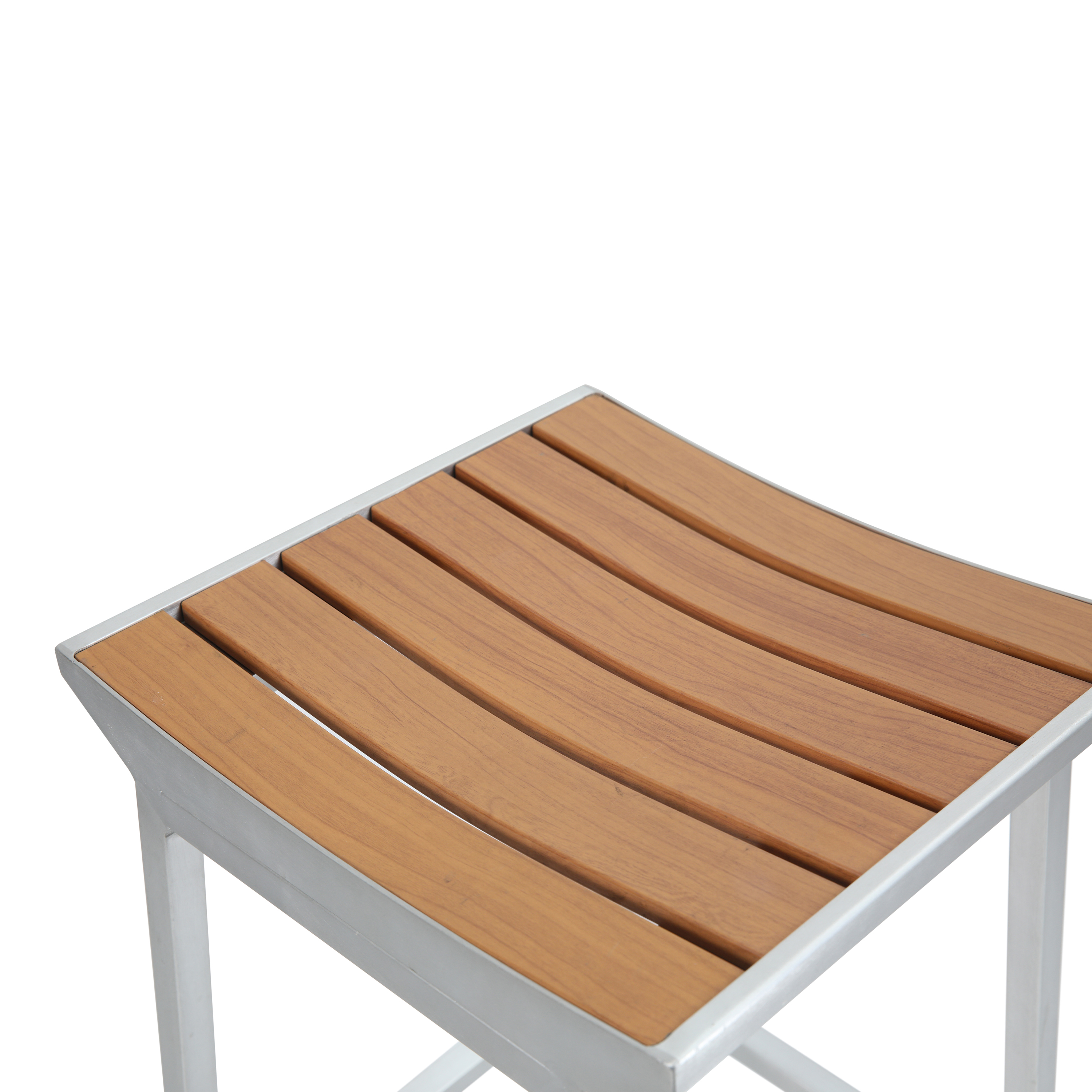 James Garten Bartisch mit 4 Barhockern aus Aluminium in Holz