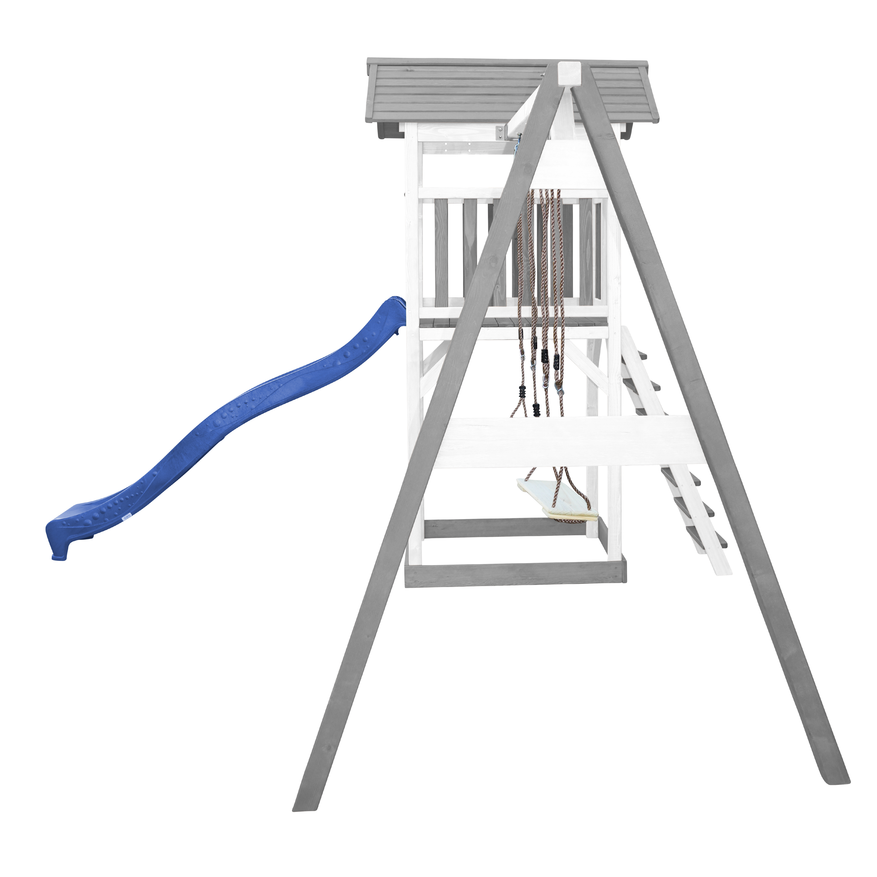 Beach Tower with Double Swing Grey/white - Blue Slide