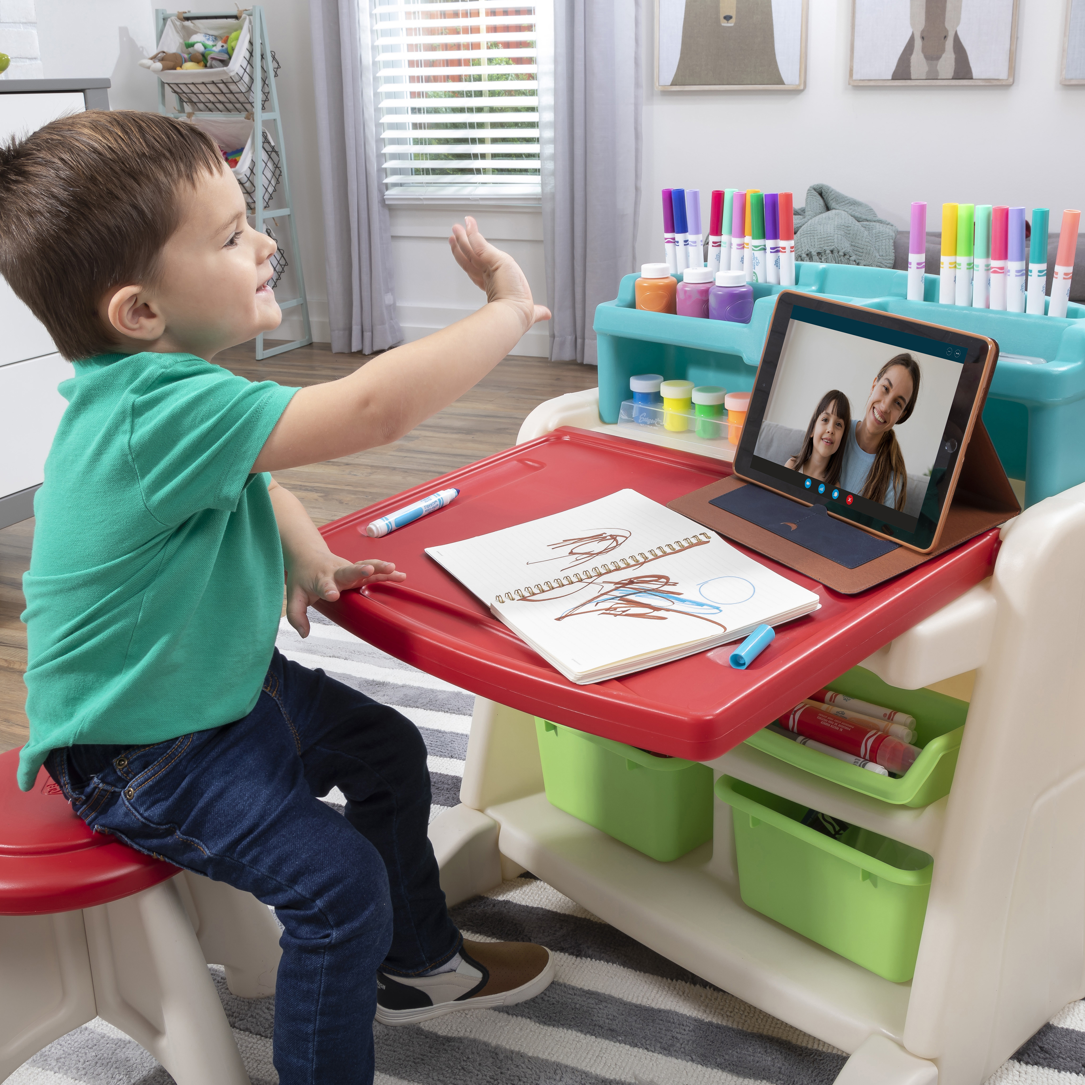 Flip & Doodle Easel Desk With Stool Flip & Doodle Easel Desk With Stool