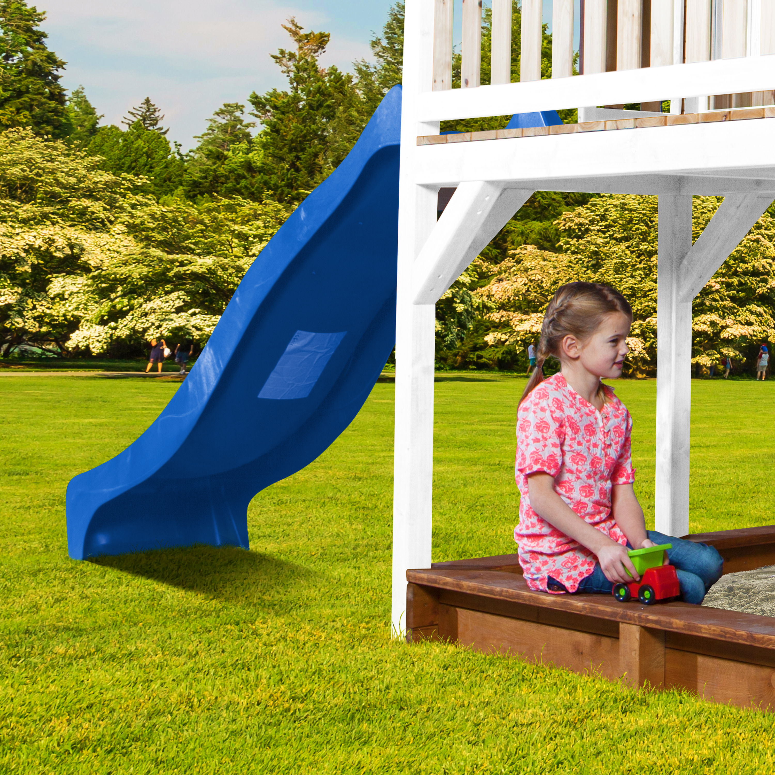 Liam Playhouse with Roxy Nest Swing Brown/White - Blue Slide