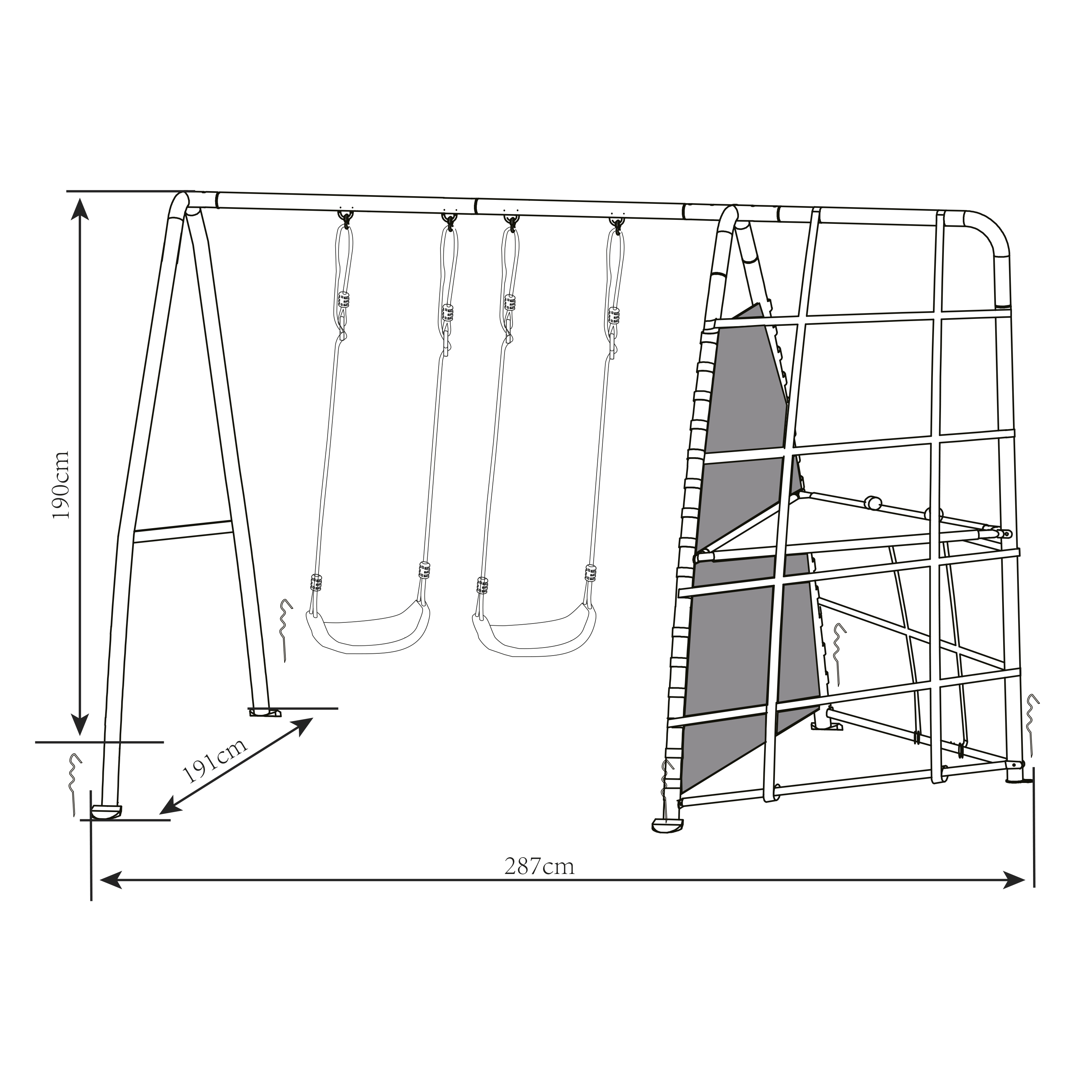 Set de Balançoire en métal en anthracite & crème