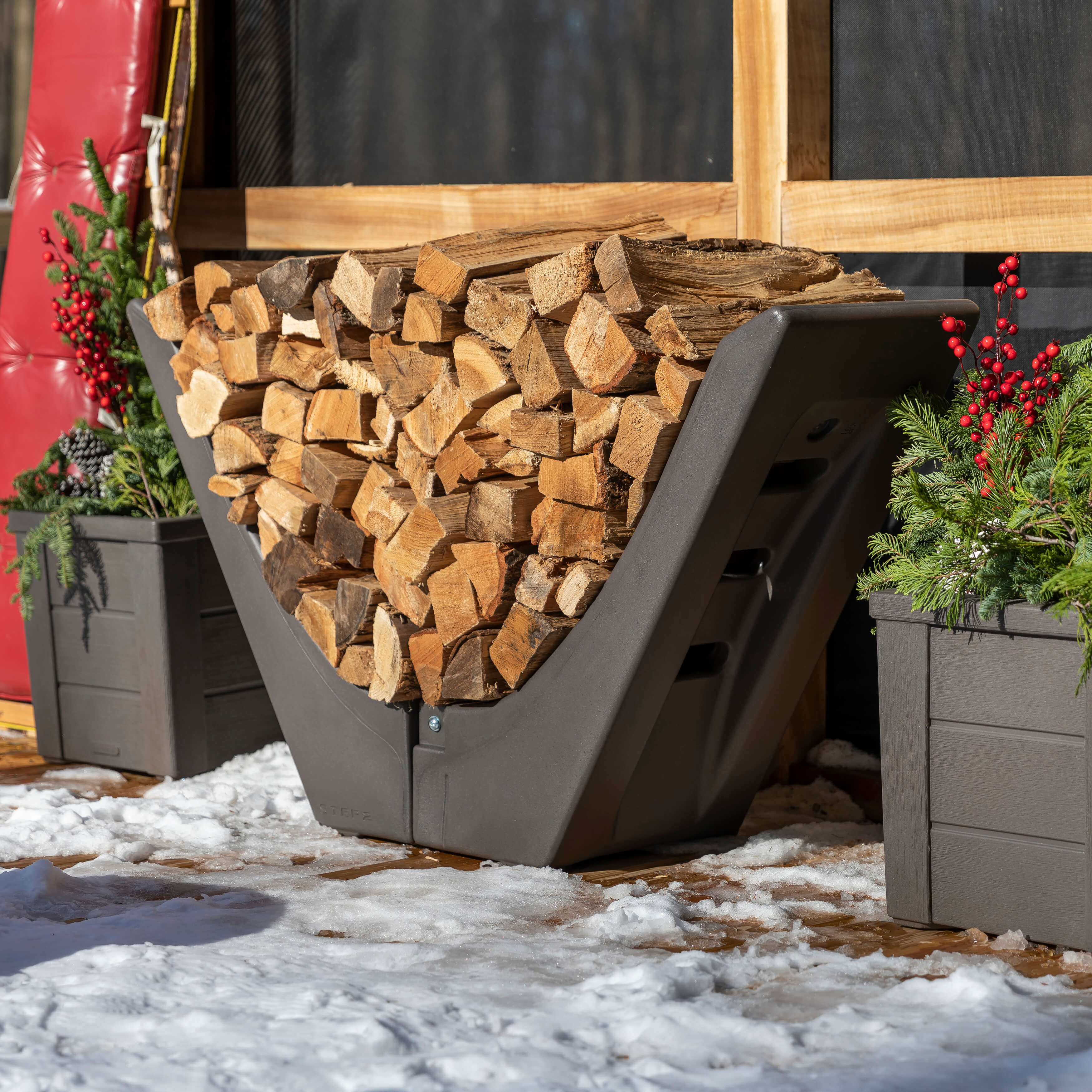 Longhorn Holzkorb für Kaminholz
