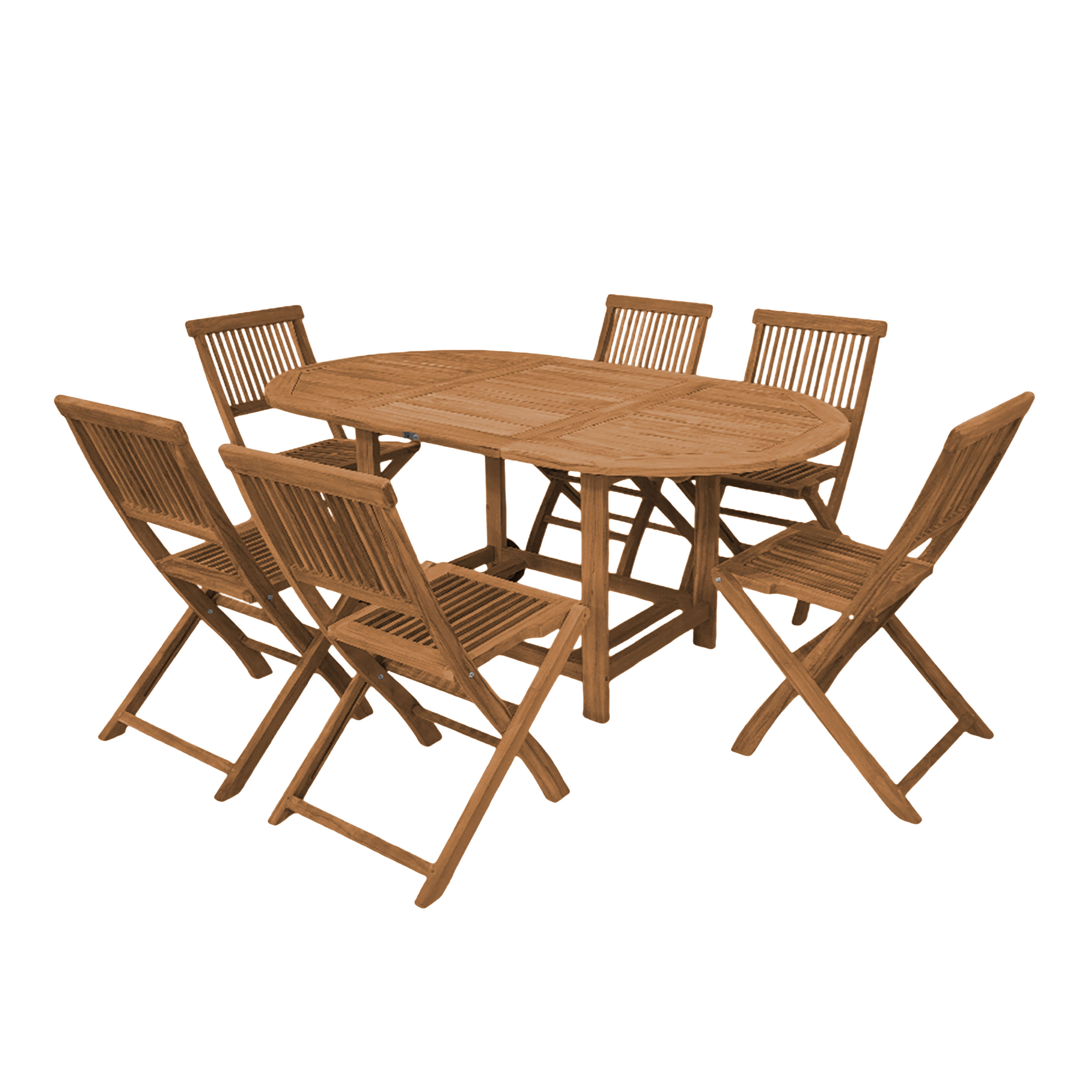 Jadi Ensemble de jardin pliable Teck avec 6 chaises