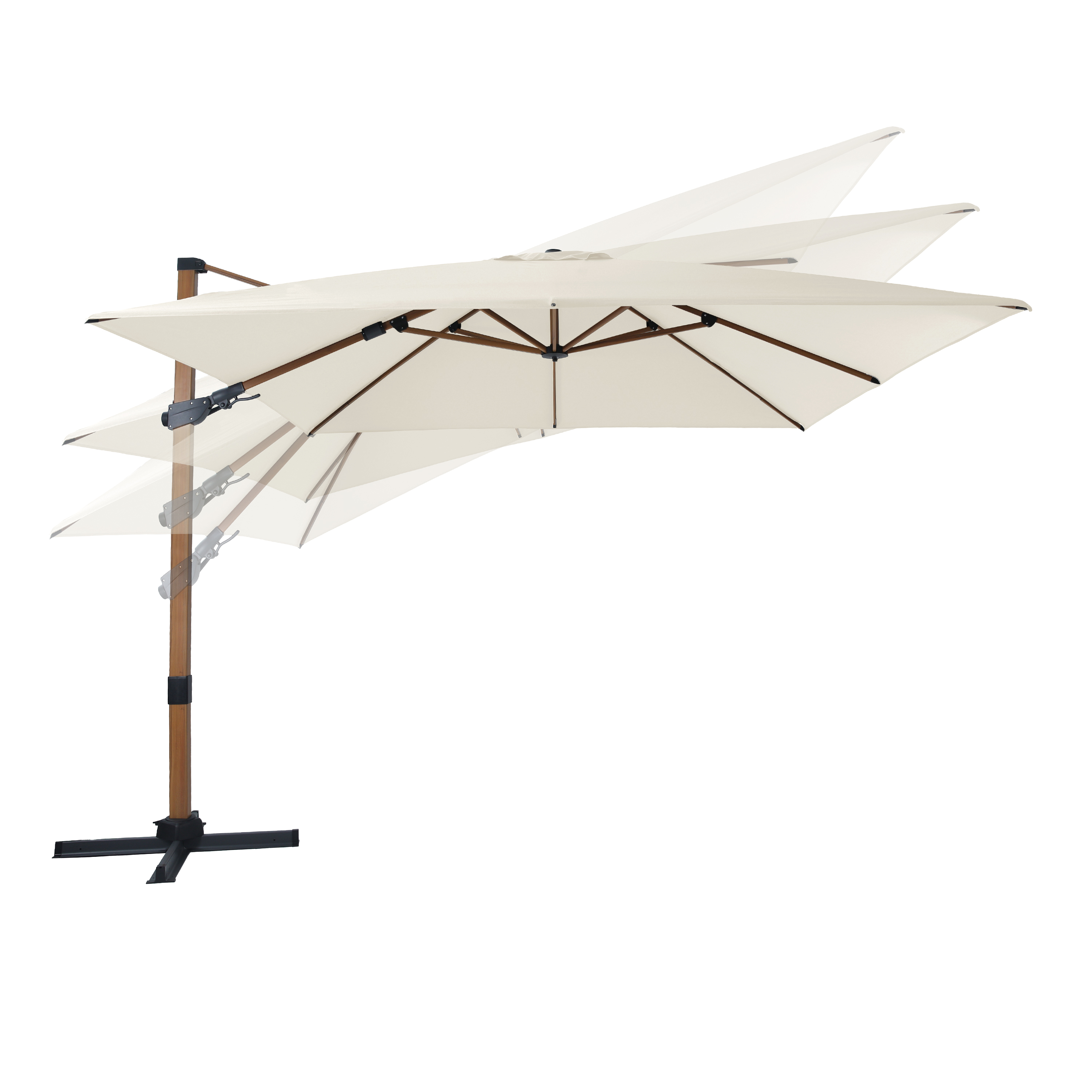 Apollo Premium Zweefparasol 300x300 Houtlook/beige 