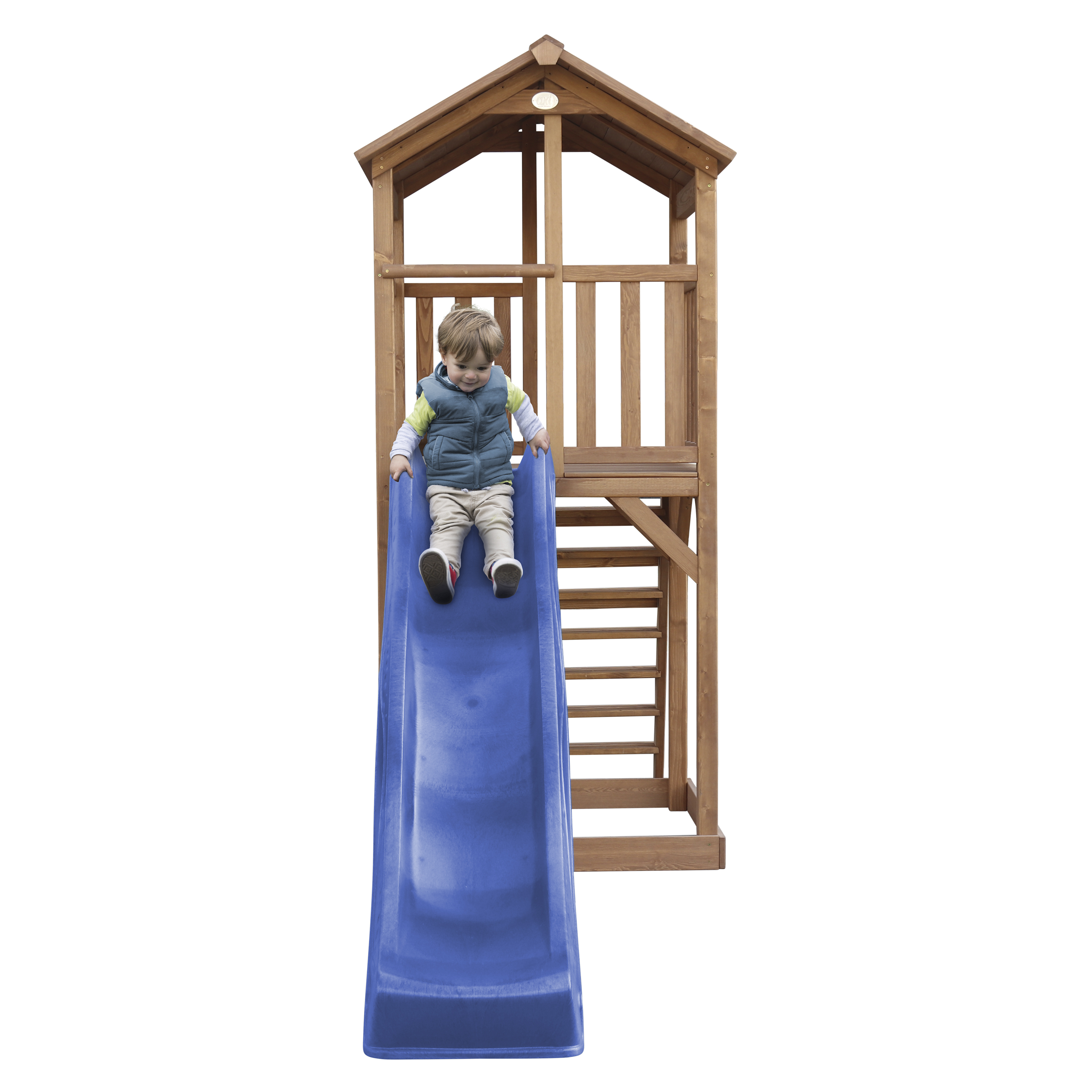 Beach Tower Speeltoren Bruin - Blauwe Glijbaan