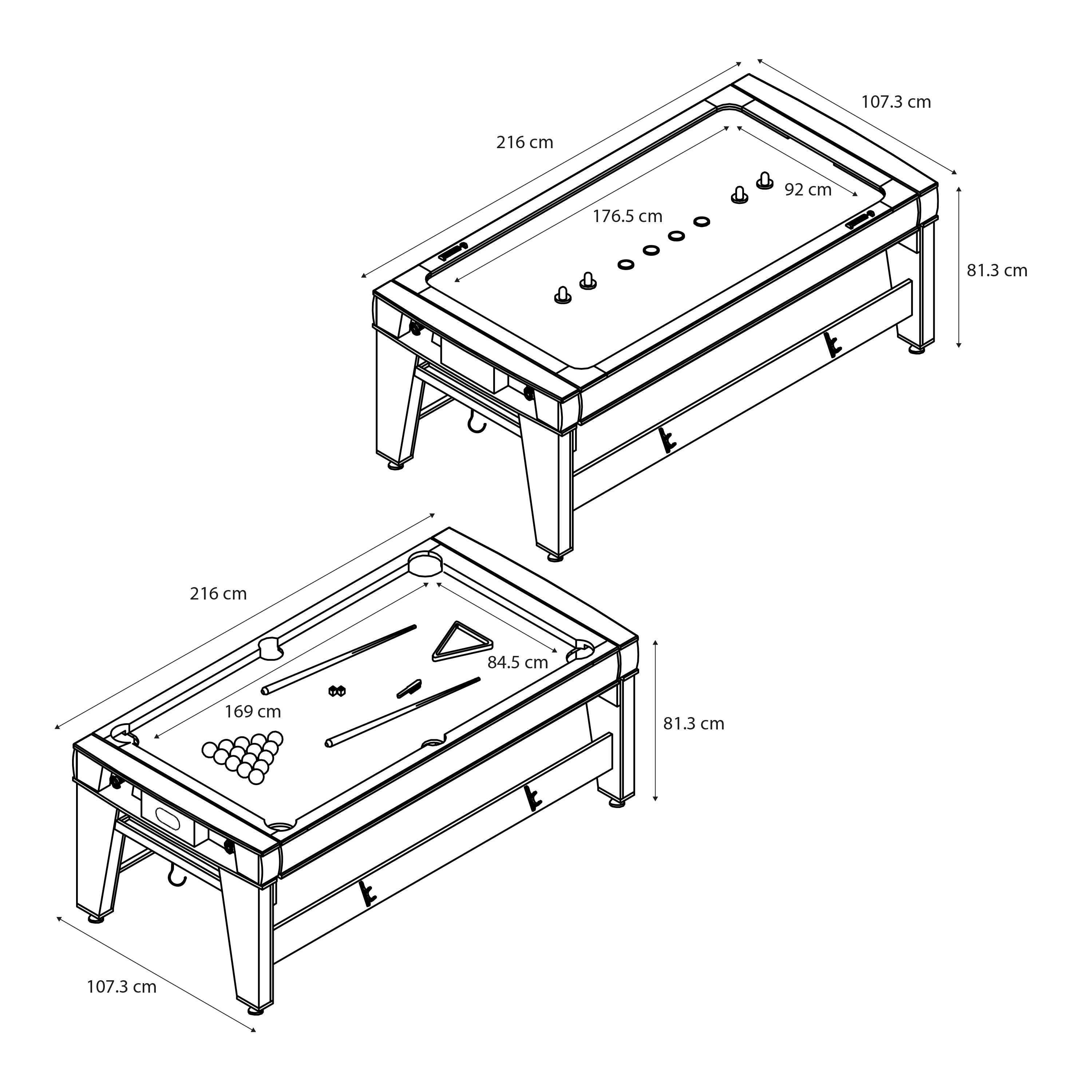 Table de Billard & Air Hockey Reverso 6ft marron / rouge pou