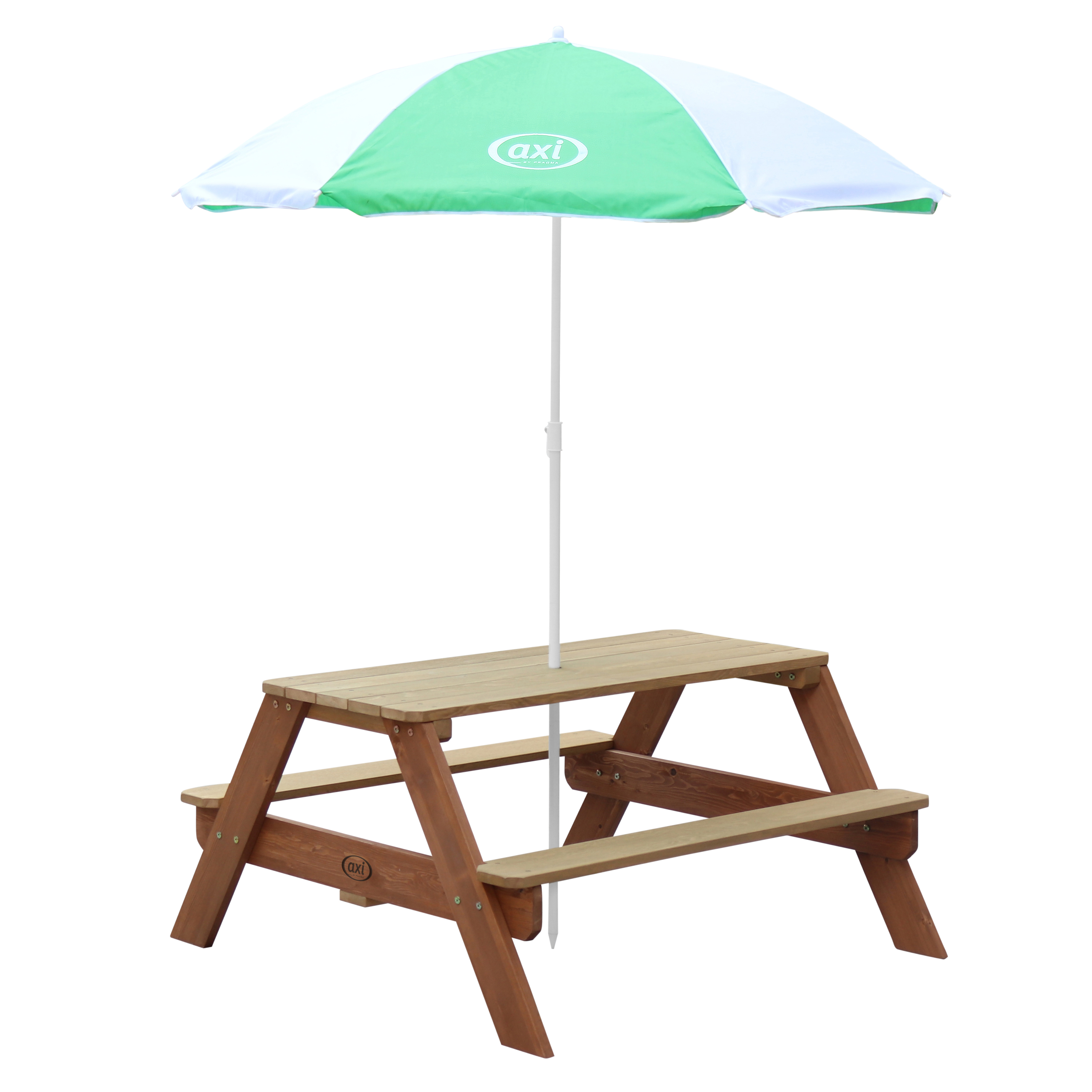 Nick Picnic Table Brown - Umbrella Green/White Nick Picnic Table Brown - Umbrella Green/White