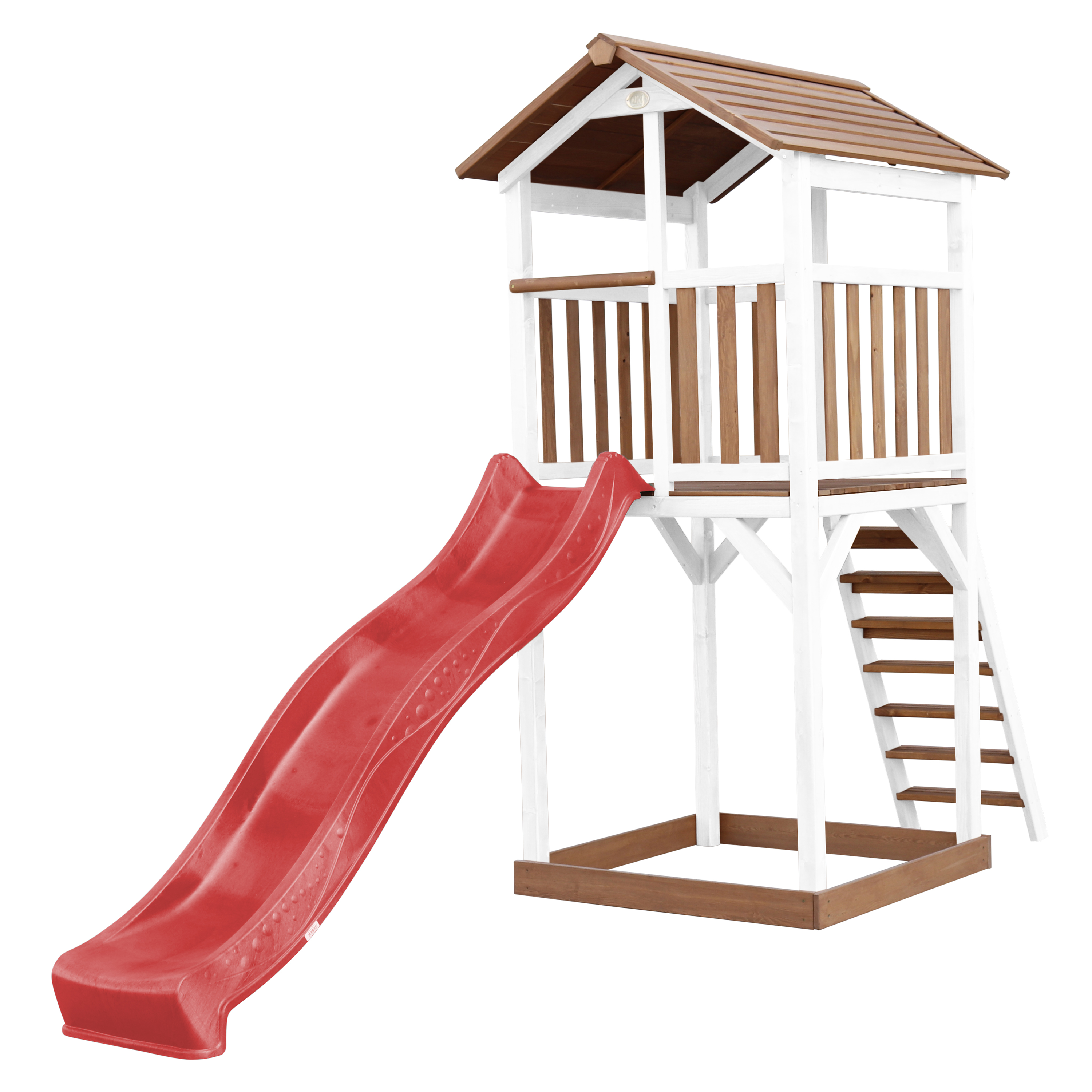 Beach Tower Speeltoren Bruin/wit - Rode Glijbaan