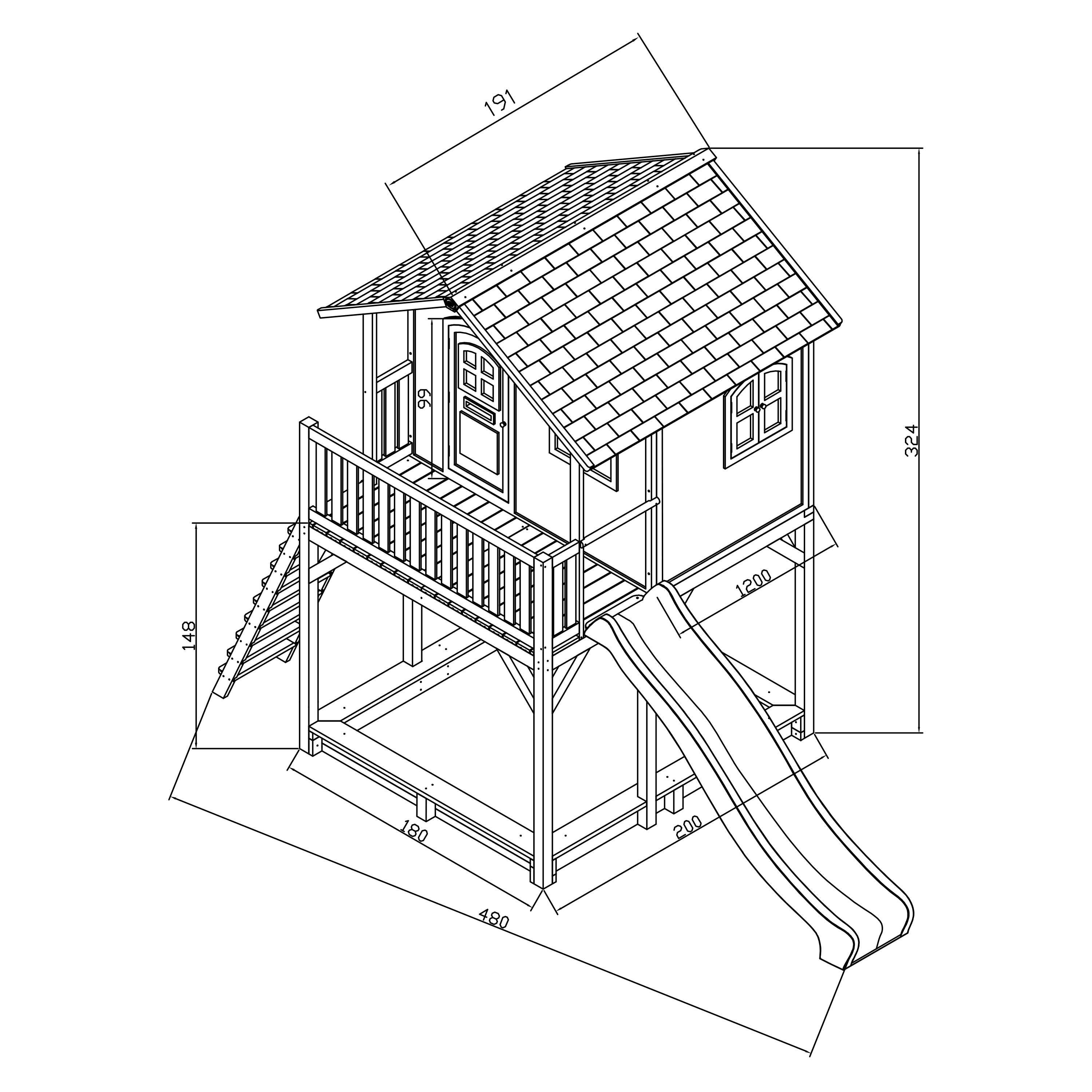 Andy Playhouse Brown/green - Green slide