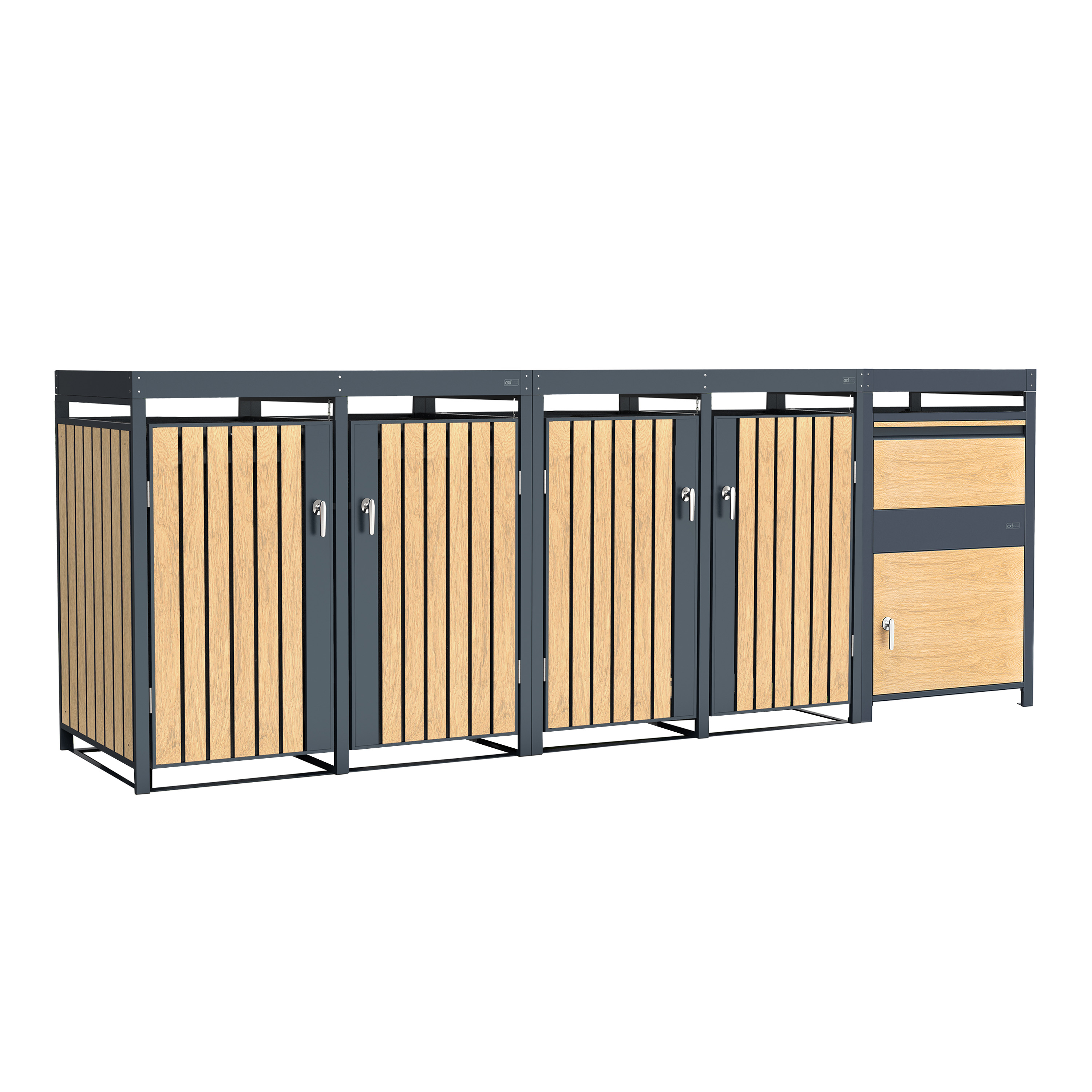 Louis + 4x Leon - Rangement multiple - Anthracite/Effet bois