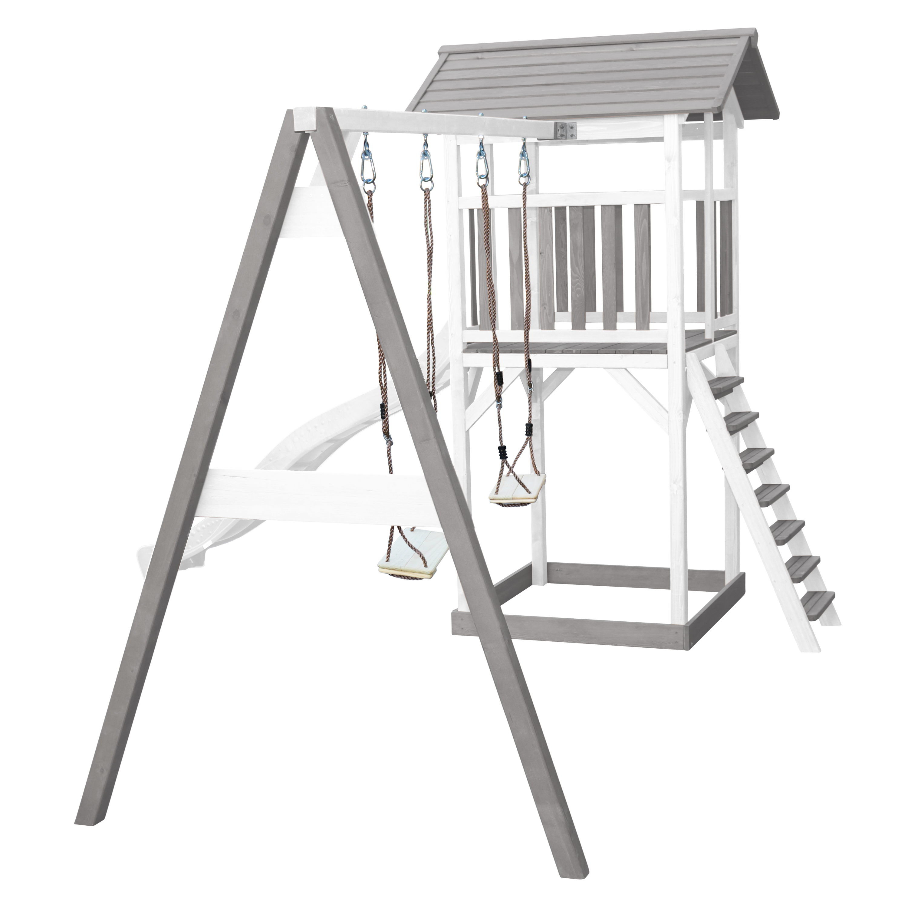 Beach Tower with Double Swing Grey/white - White Slide