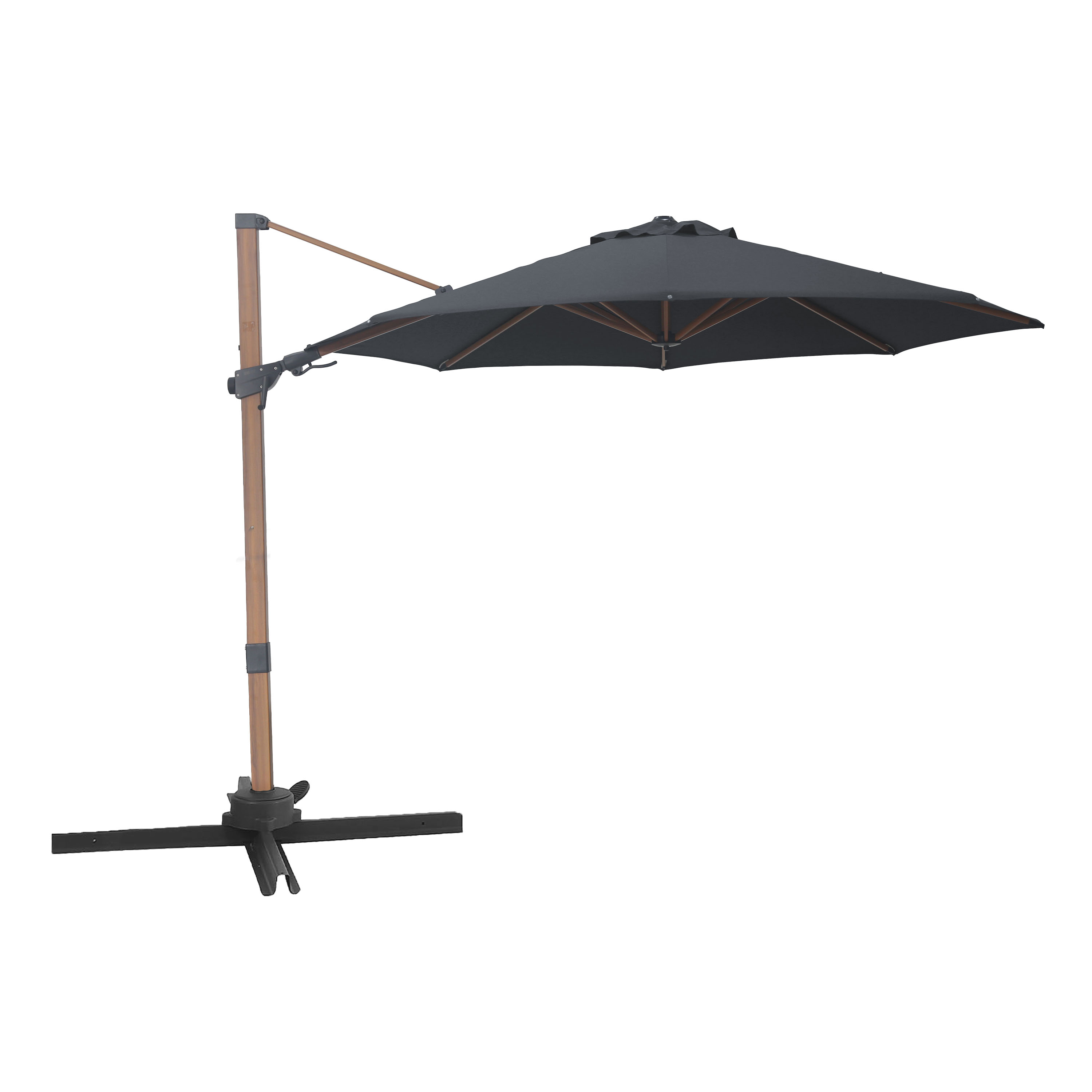 Solis Floating Parasol Ø 300cm Wood Look/Grey