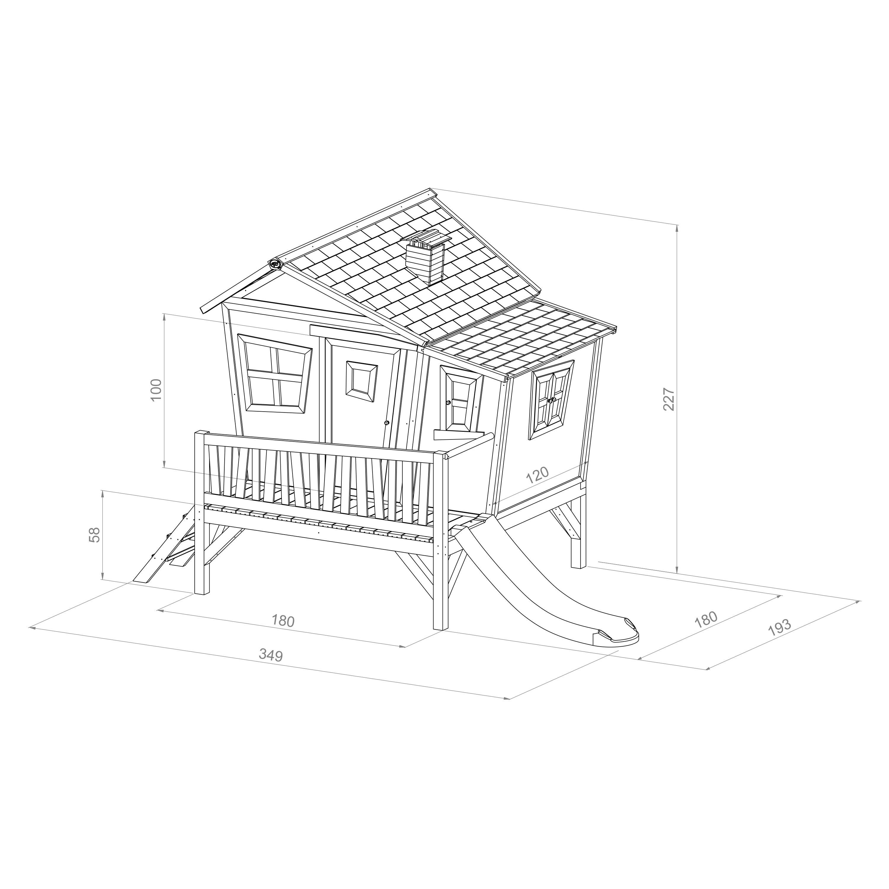 Emma Playhouse Brown/White - Grey Slide