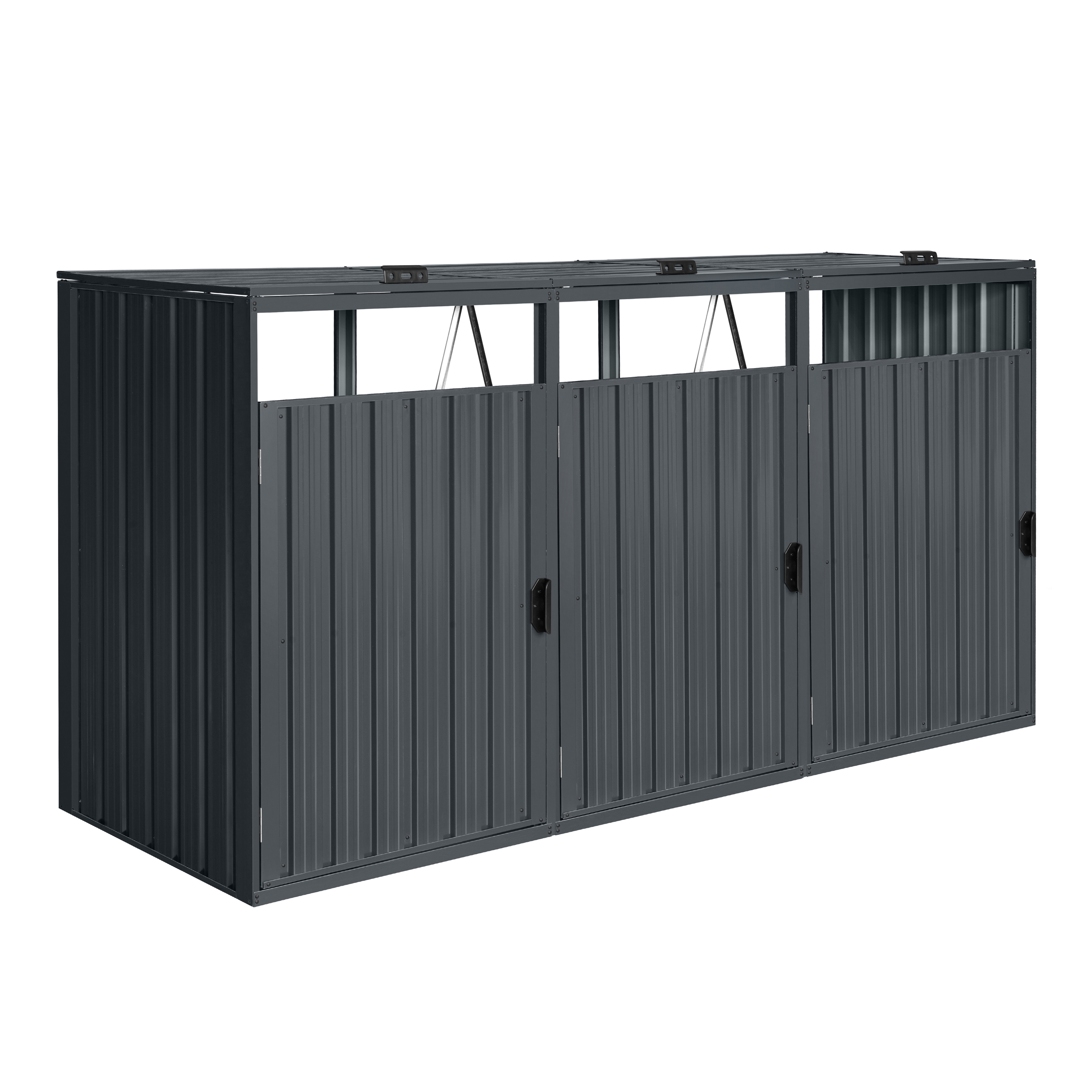 Owen cache poubelle métal Anthracite 3x 240L