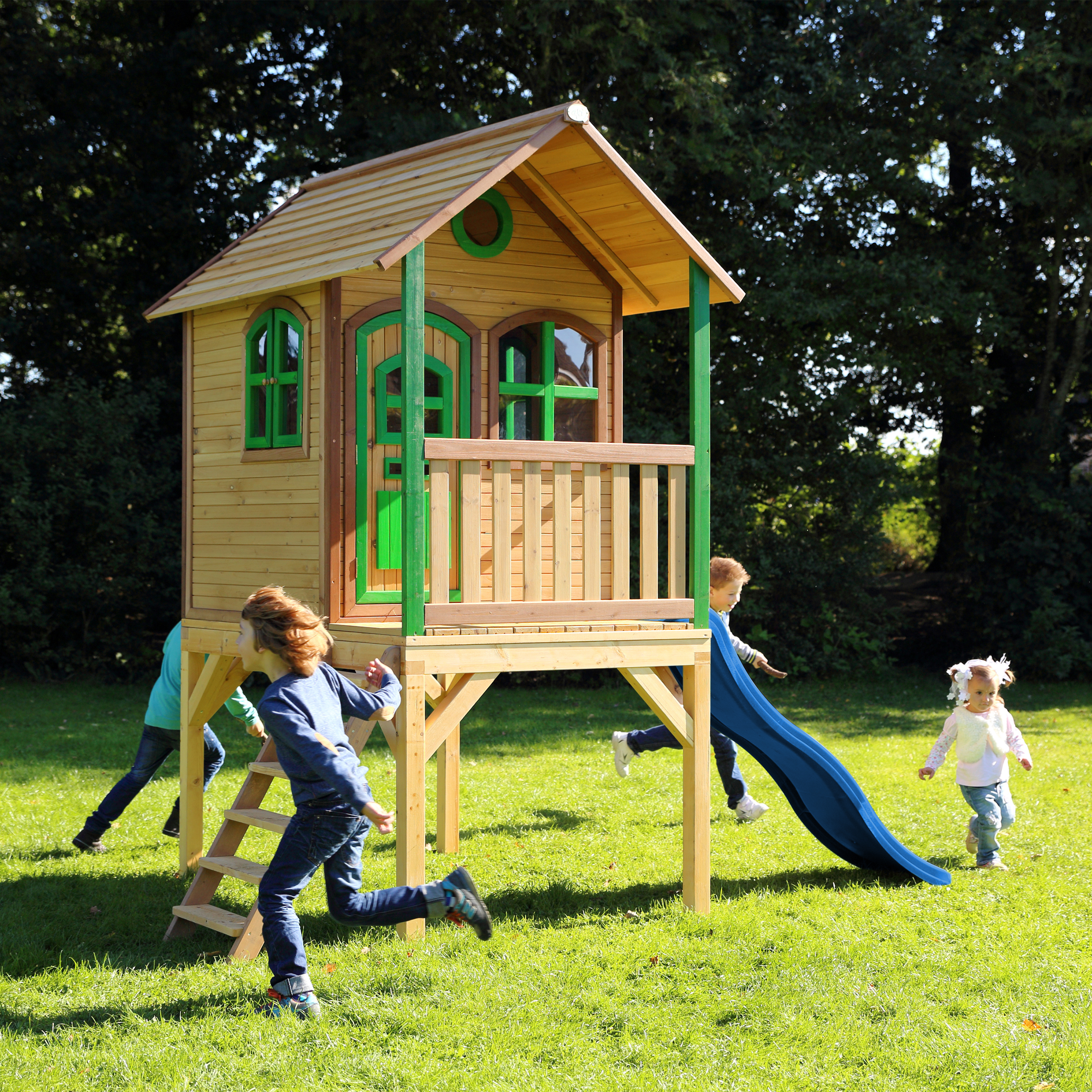 Laura Playhouse Brown/green - Blue Slide