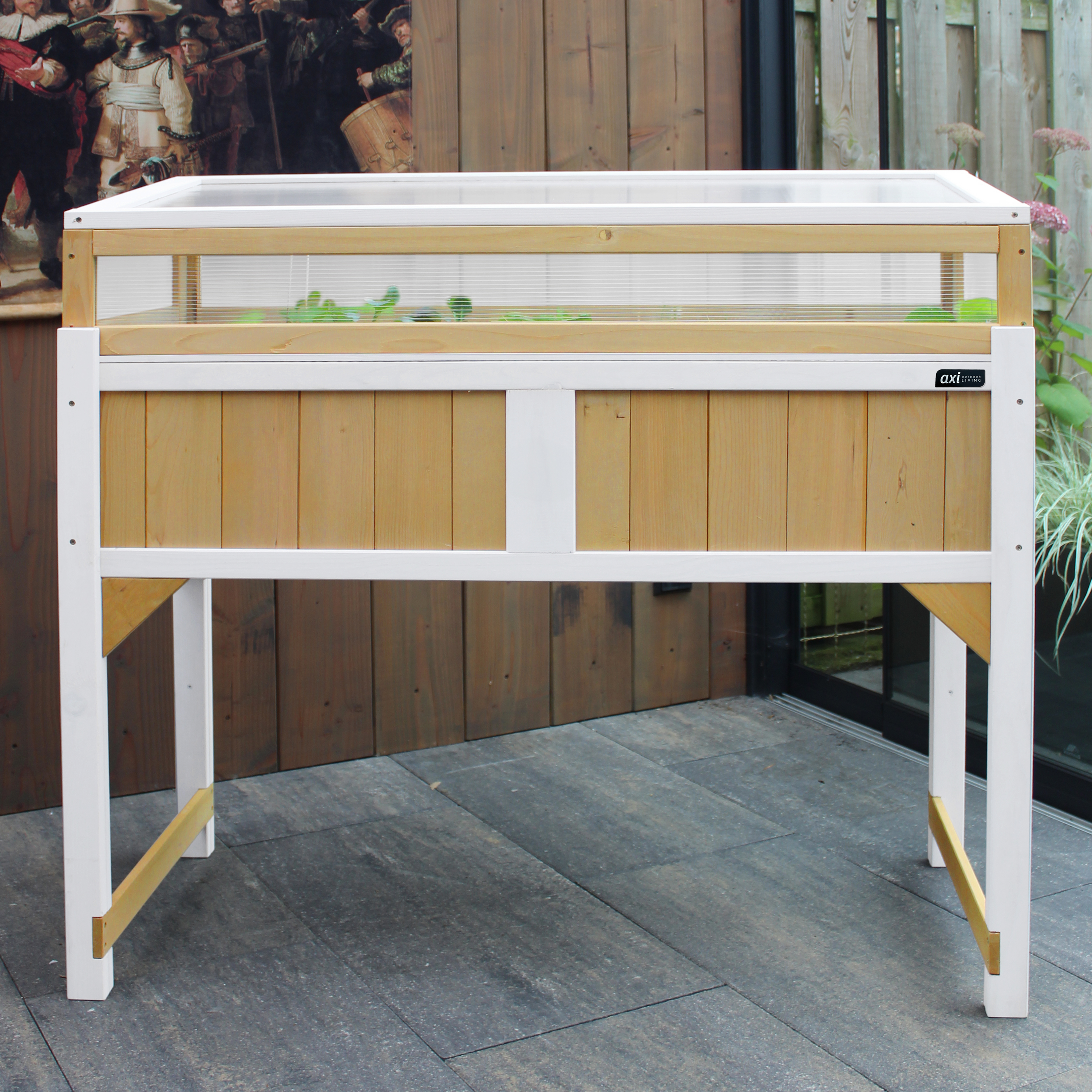 Kweektafel met broeikas en gronddoek Bruin/wit