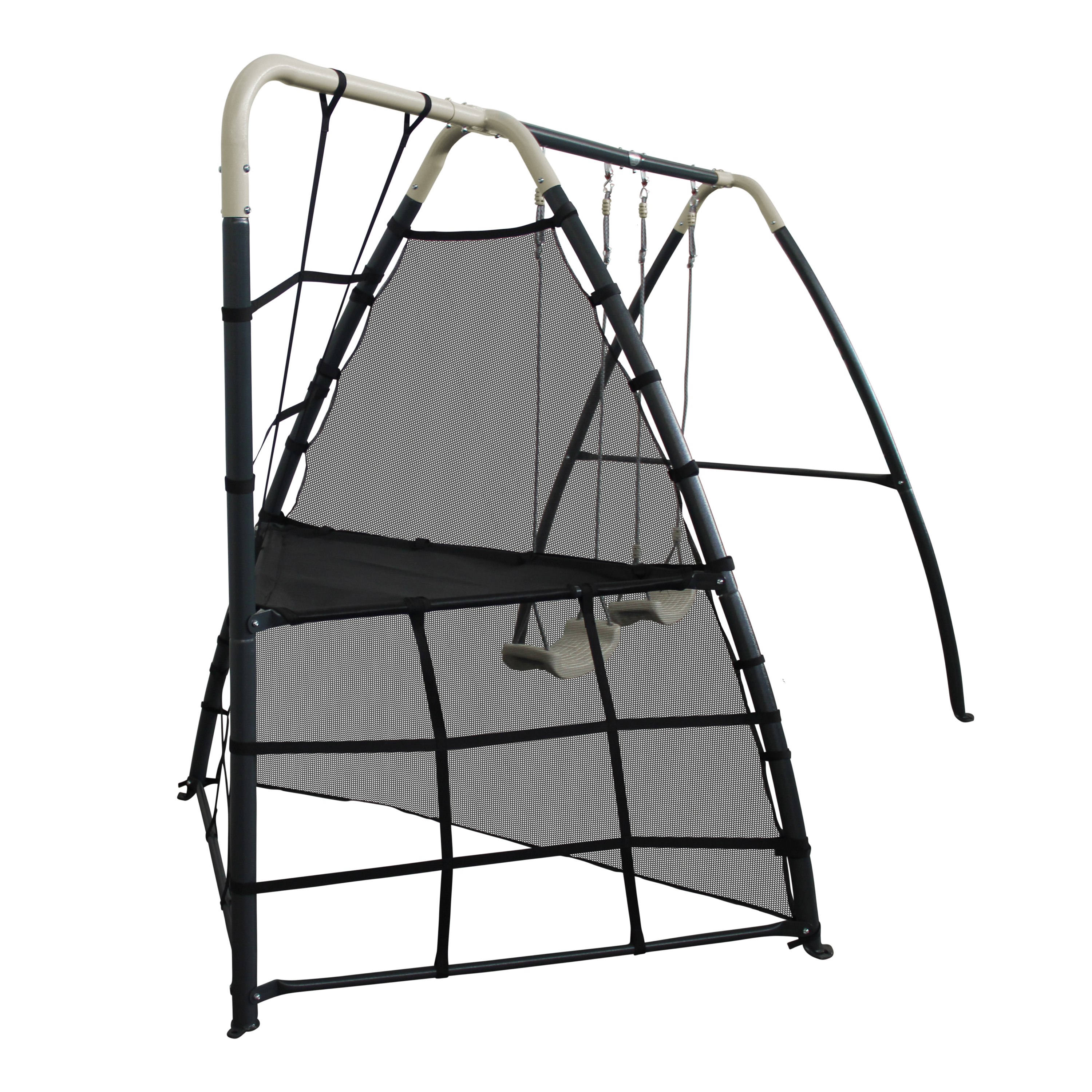 Set de Balançoire en métal en anthracite & crème