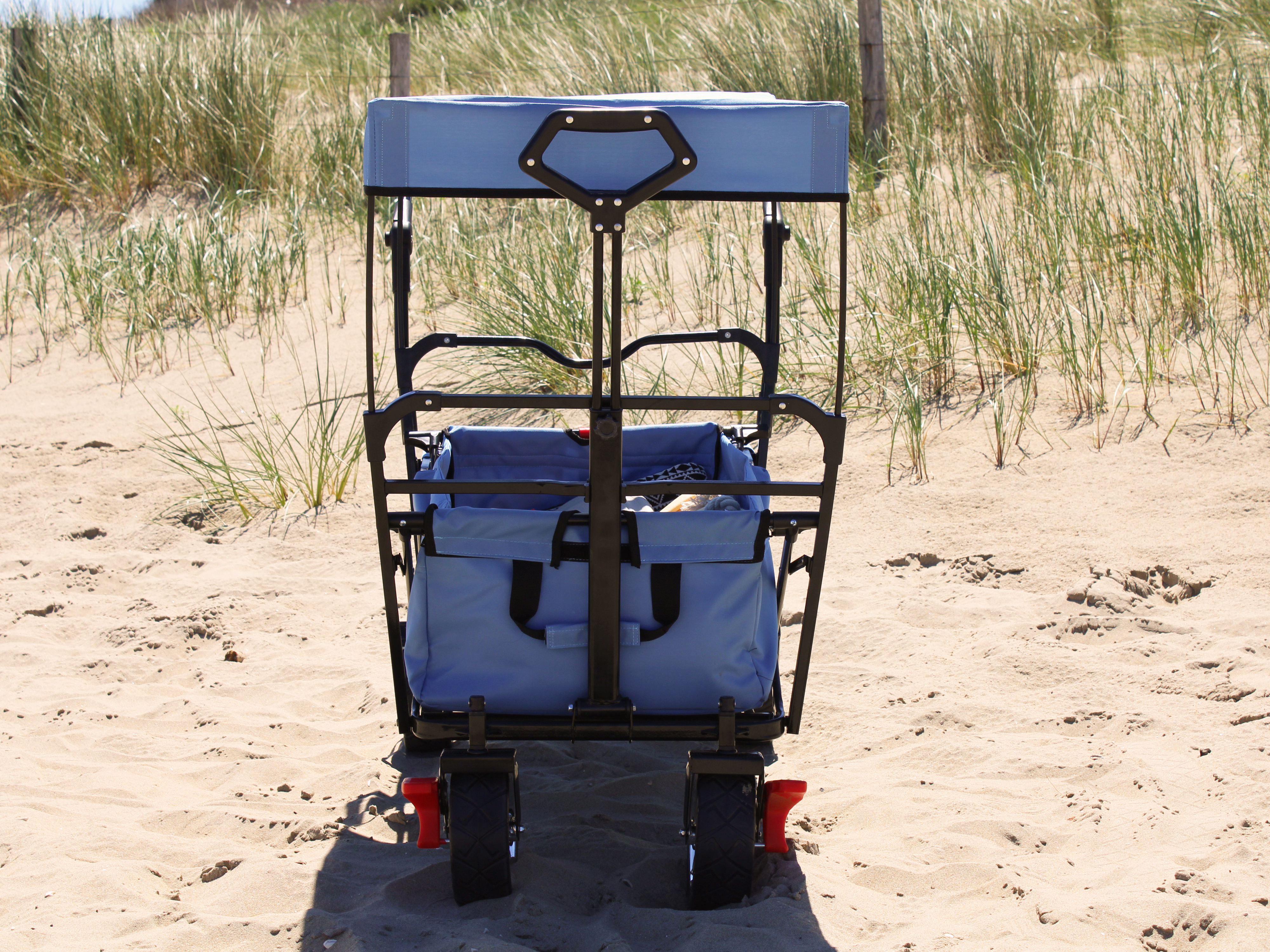 AB210 Foldable Beachwagon with roof, bag, brake and handleba