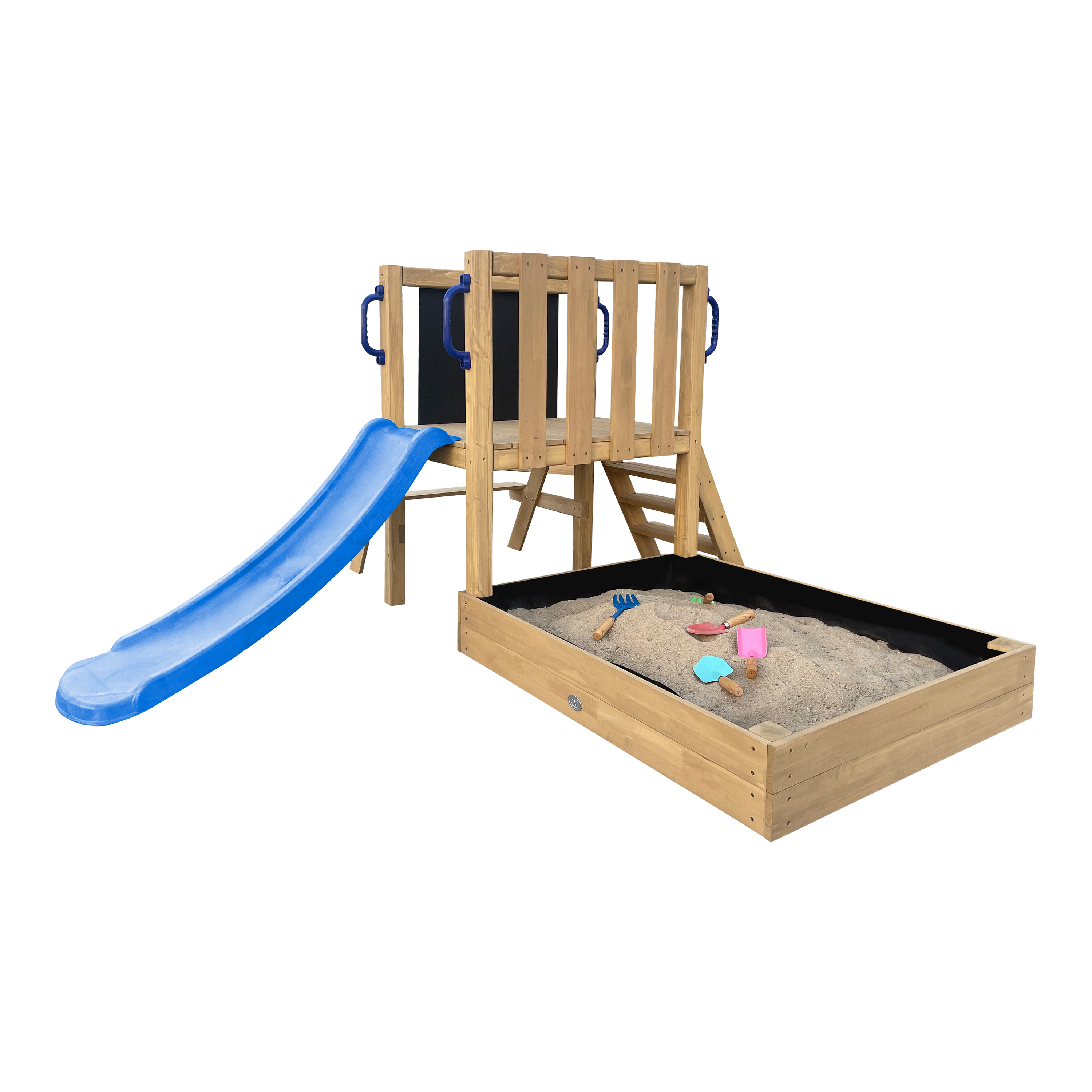 Leah Playtower - Sandbox and Picnic Table - Blue Slide