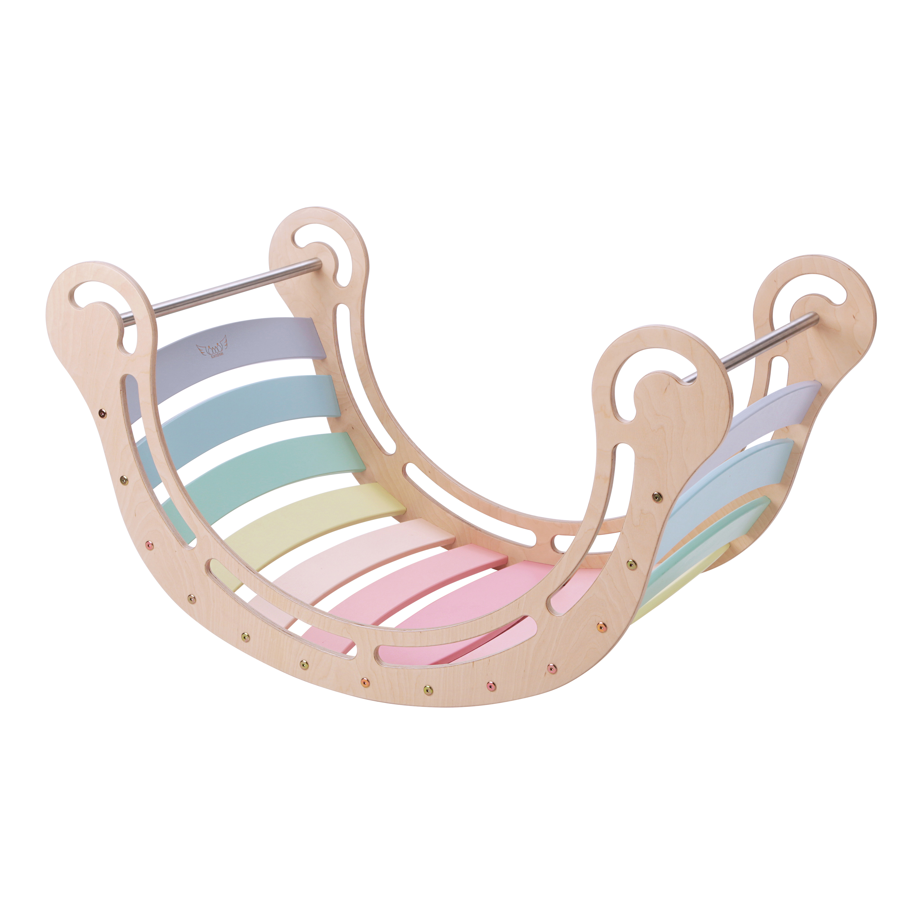Houten XXL Rocker met Klimwand Pastel