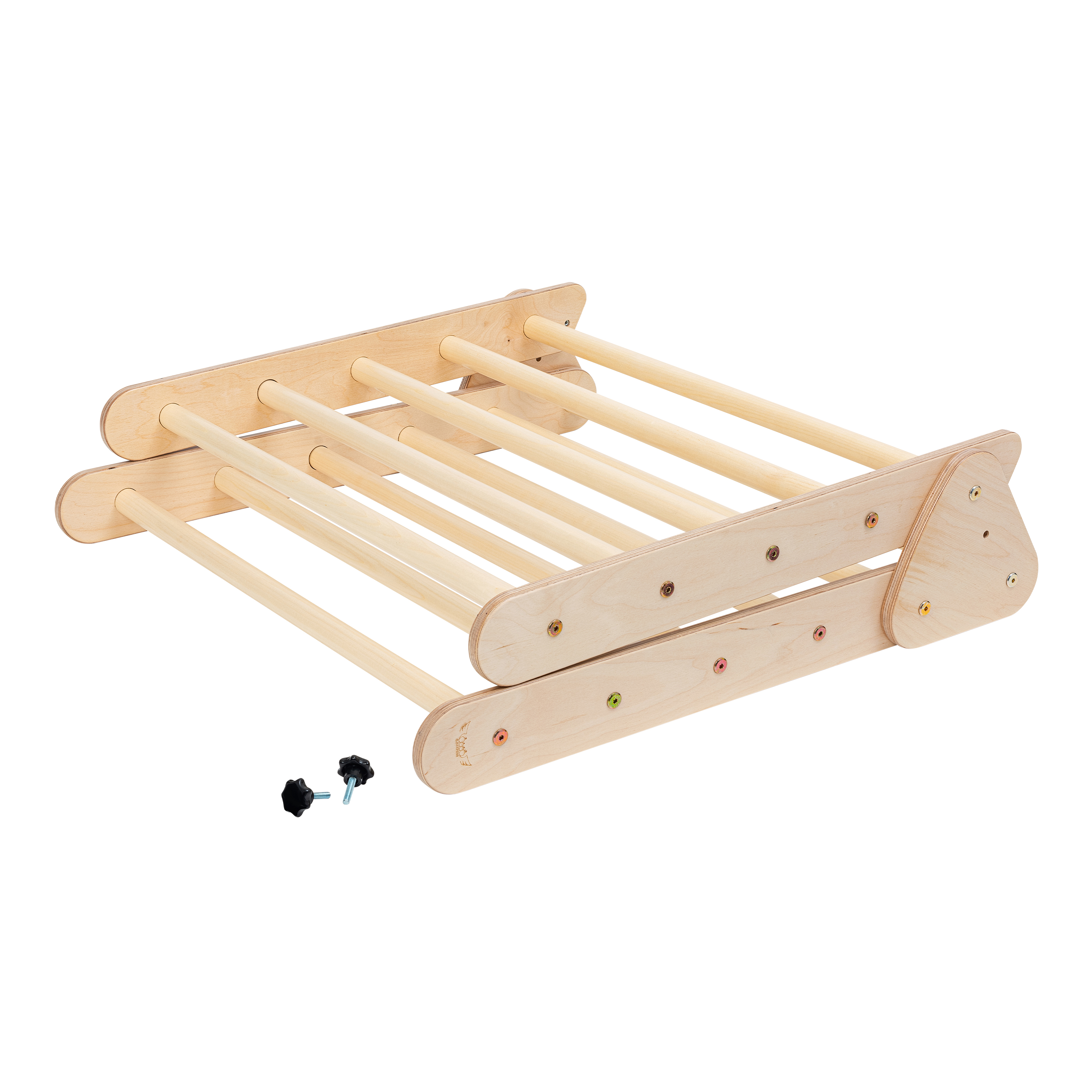 Houten Klimdriehoek met Ladder en Klimwand Naturel