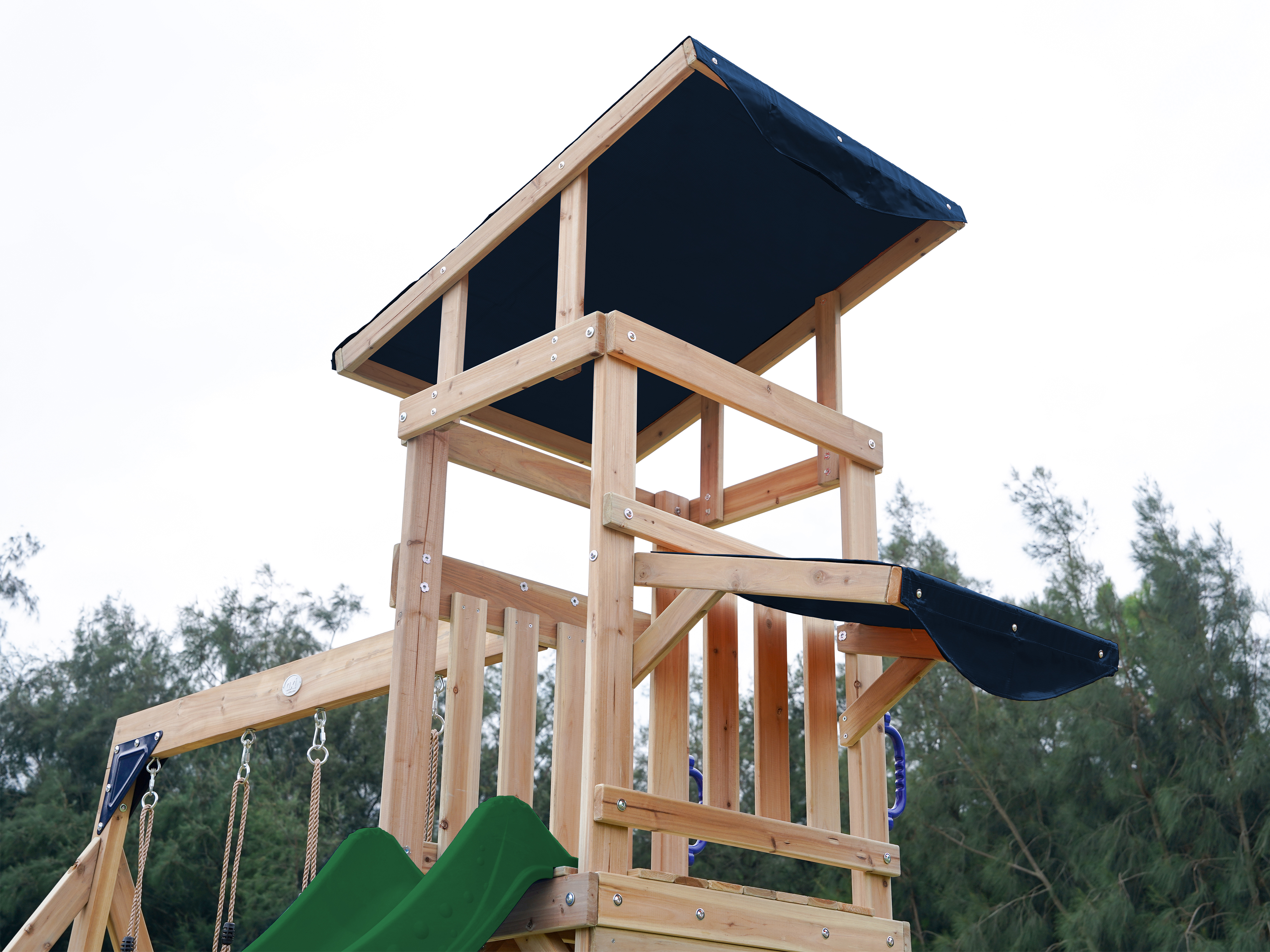 Aire de jeux Malik avec balançoire marron - toboggan vert