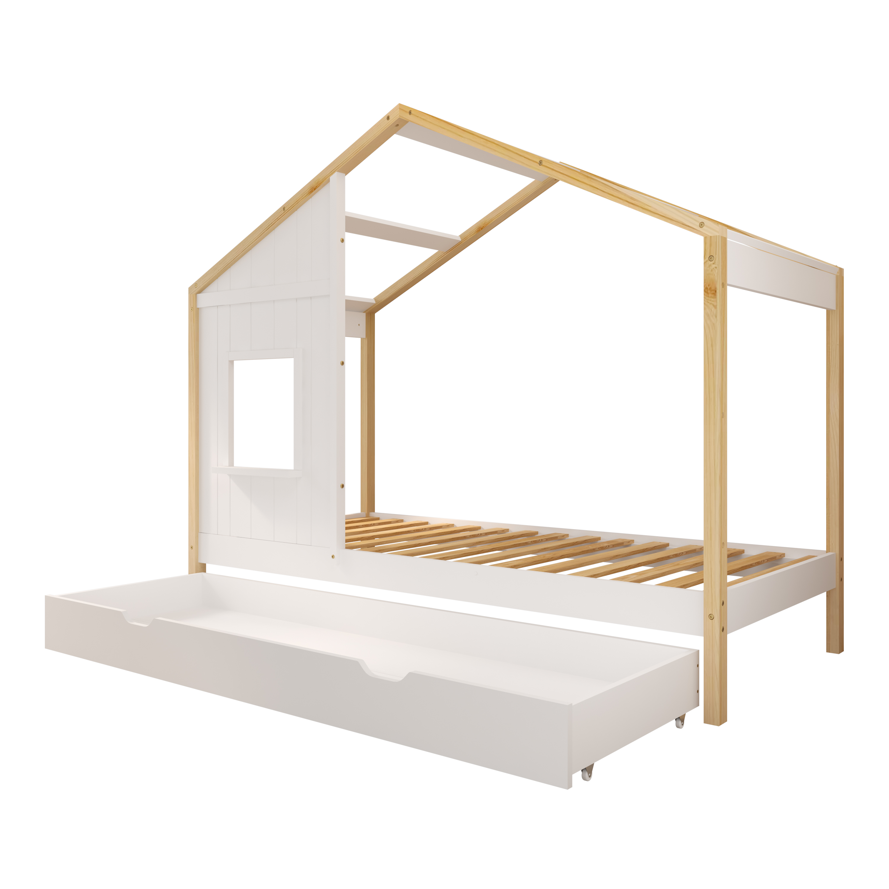 Beau House Bed with Drawer Brown/White – Without Mattress